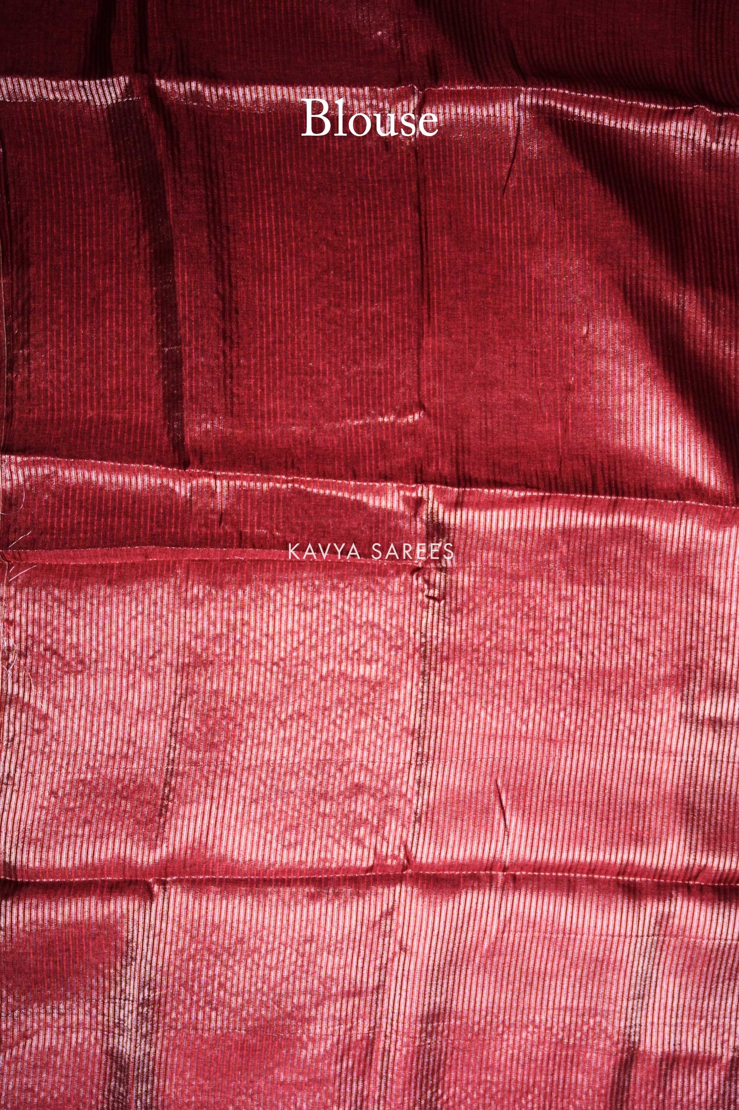 Maroon Striped Tussar Silk Saree with Handwoven Geometric Border