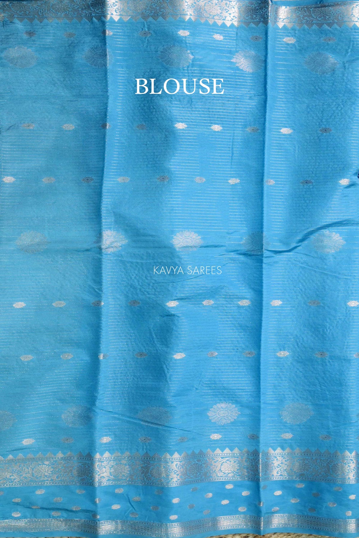 Royal Blue Semi Raw Silk Saree with Silver Floral Zari Motifs & Elegant Border