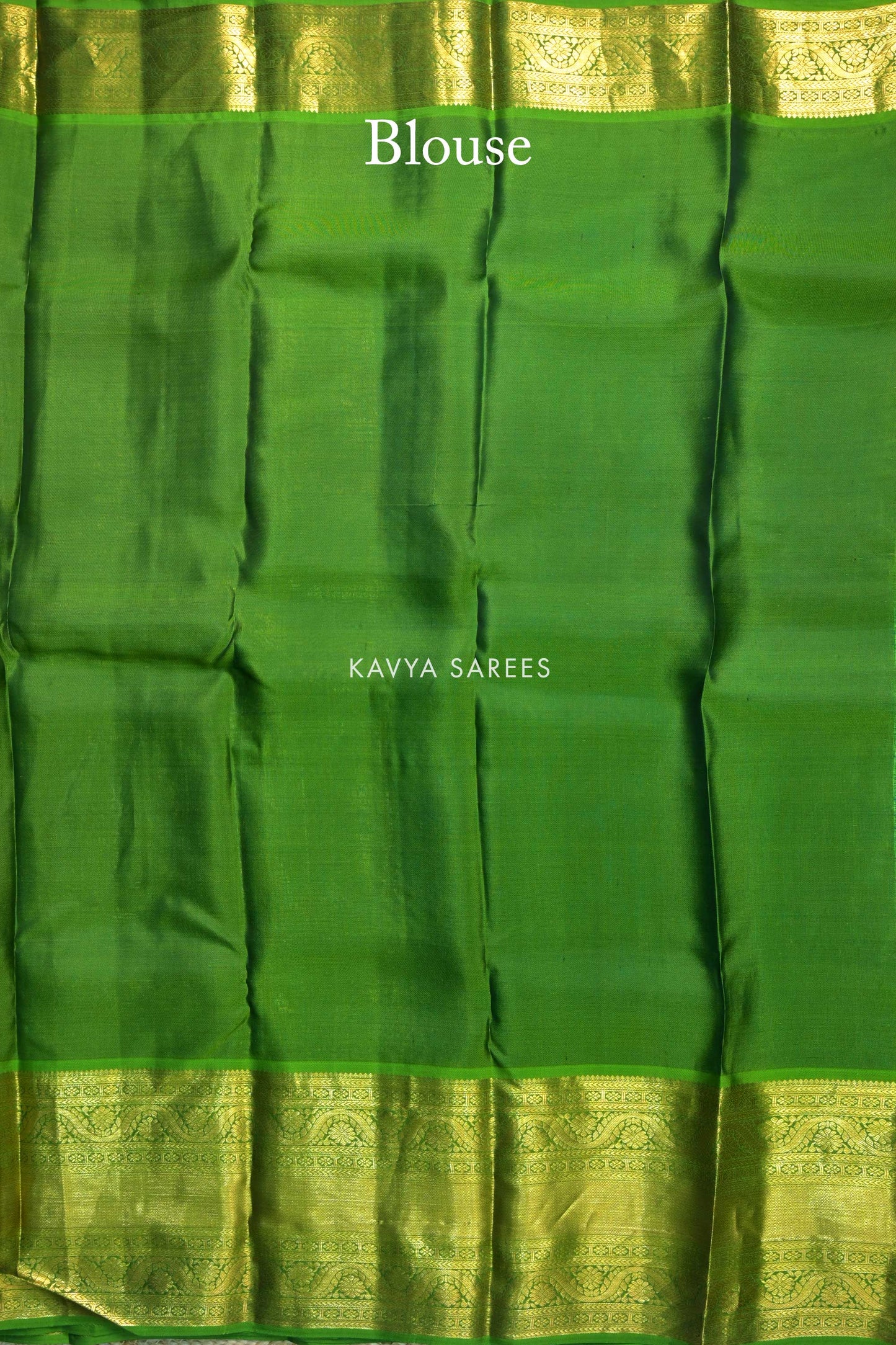 Peacock Blue & Olive Green Kanchi Pattu Silk Saree with Traditional Zari Border
