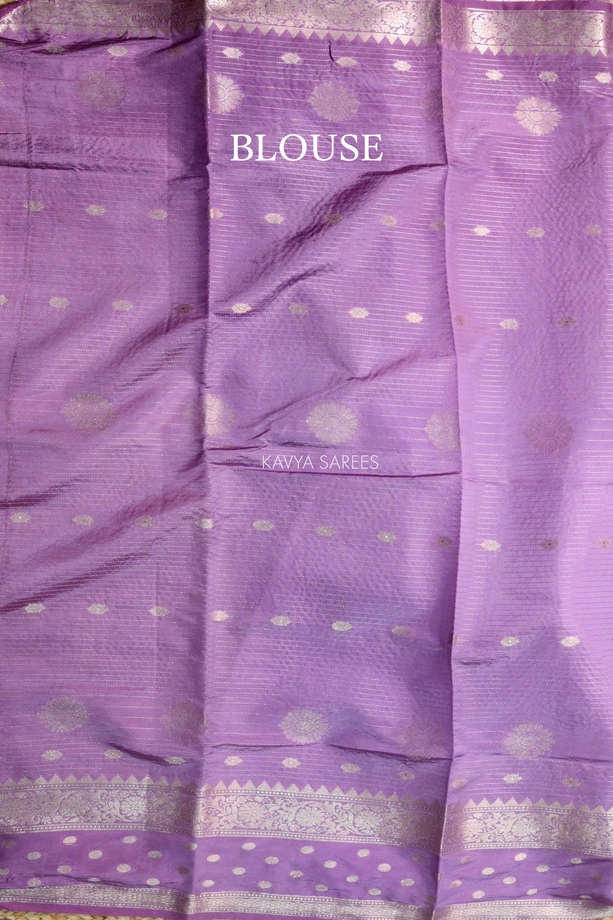 Deep Purple Semi Raw Silk Saree with Silver Floral Zari Motifs & Rich Zari Border