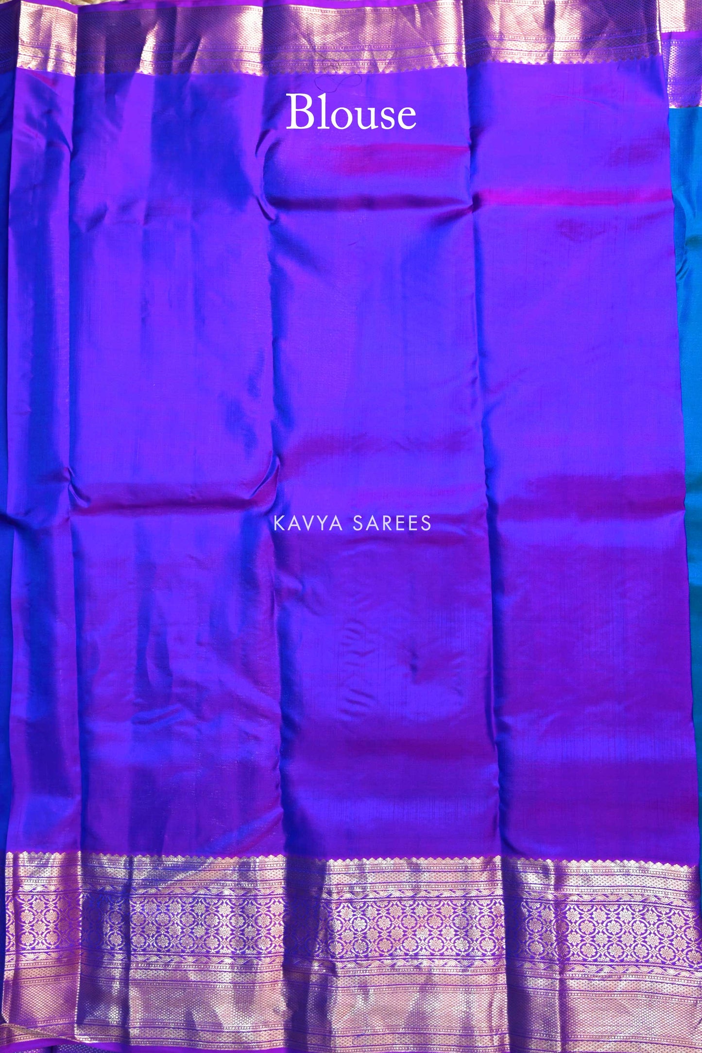 Peacock Blue & Royal Purple Kanchi Pattu Silk Saree with Rich Zari Border