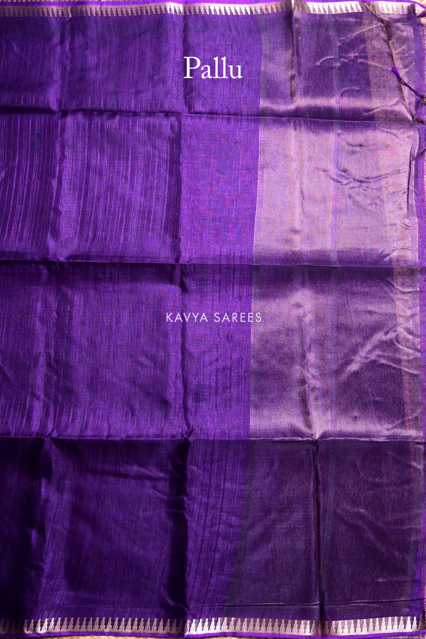 Royal Purple Plain Tussar Silk Saree with Elegant Zari Border