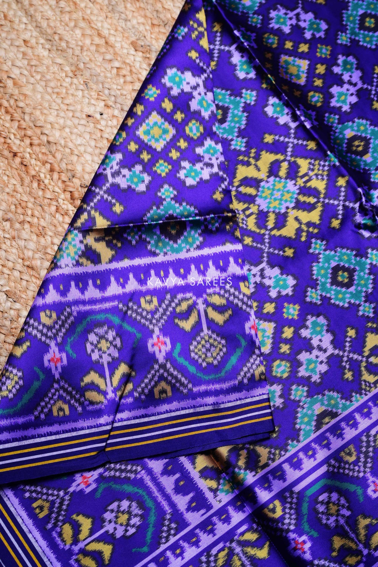Violet Blue Patola Silk Saree with Classic Patola Art