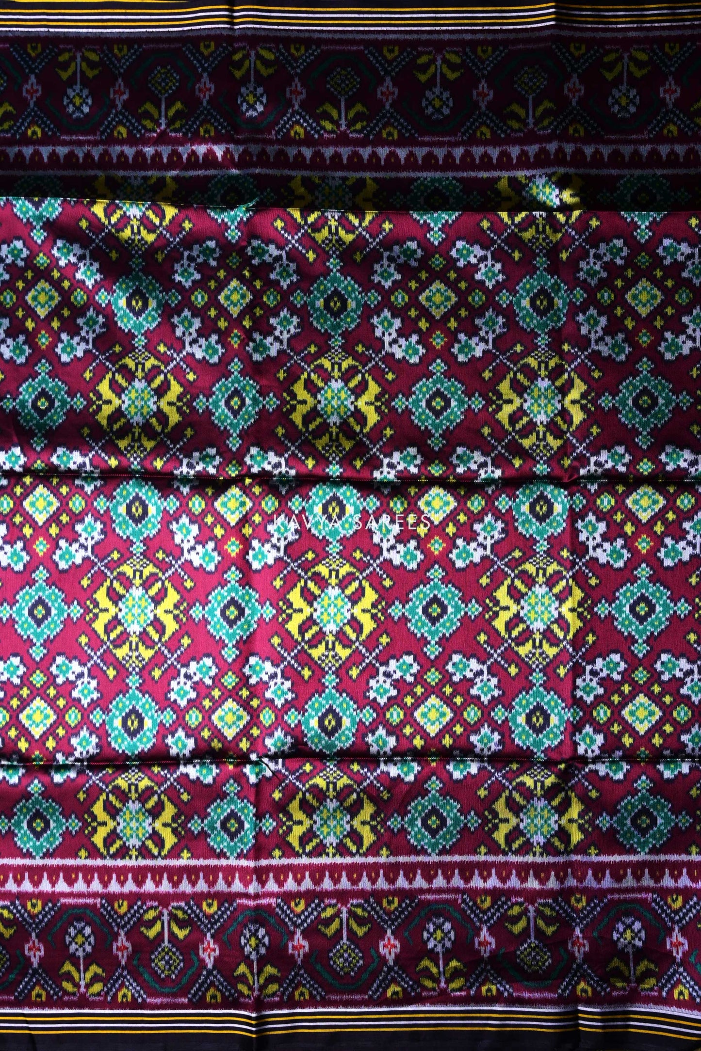 Maroon Patola Silk Saree with Elegant Geometric Weaves