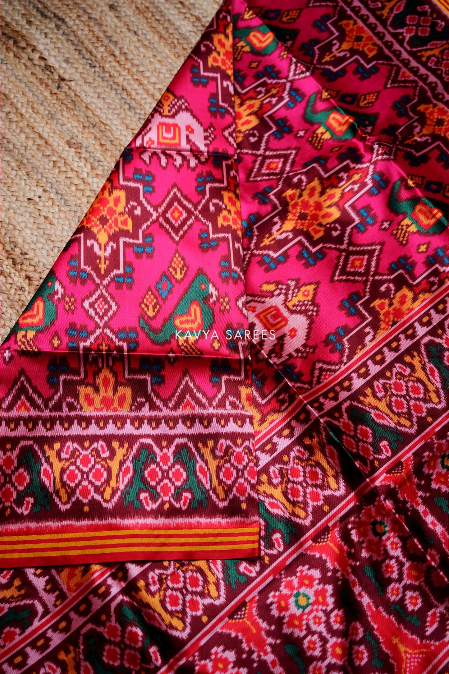 Rani Pink Heritage Patola Silk Saree with Classic Ikat Design