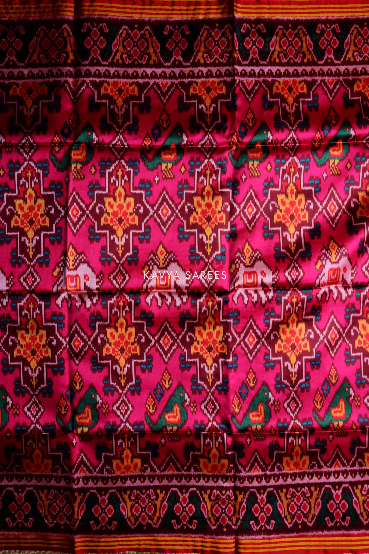 Rani Pink Heritage Patola Silk Saree with Classic Ikat Design