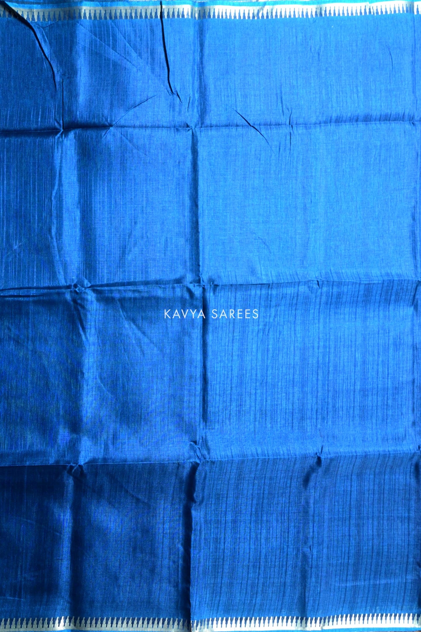 Classic Navy Blue Plain Tussar Silk Saree with Zari Border