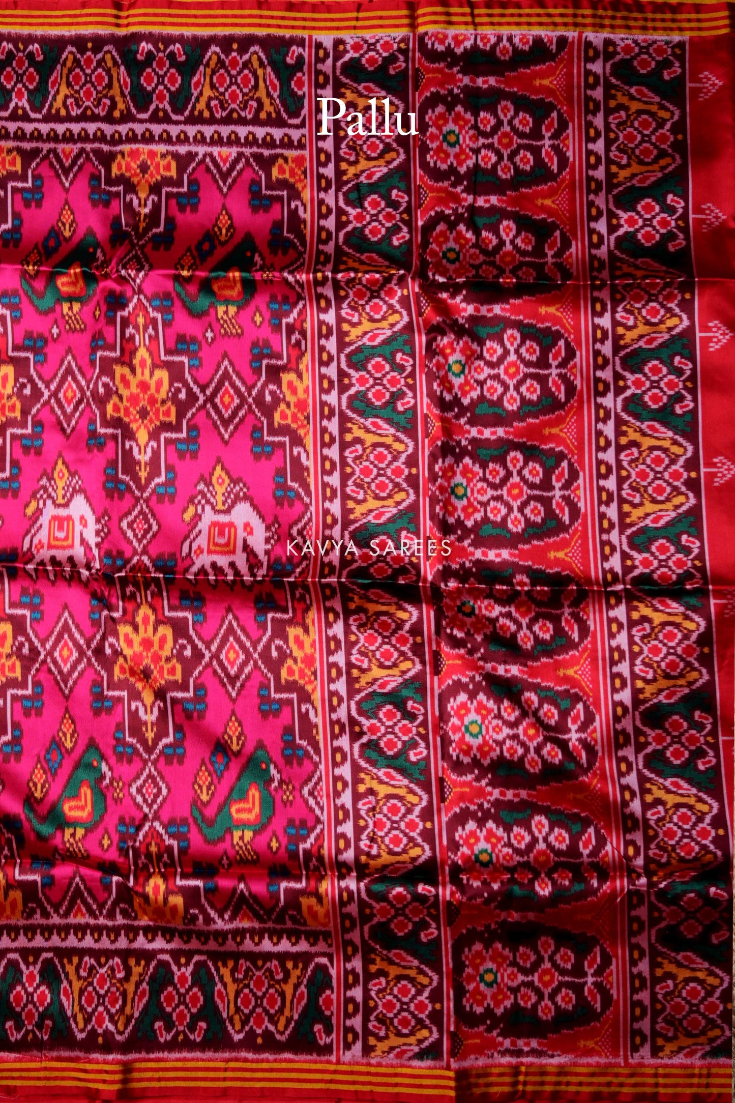 Rani Pink Heritage Patola Silk Saree with Classic Ikat Design