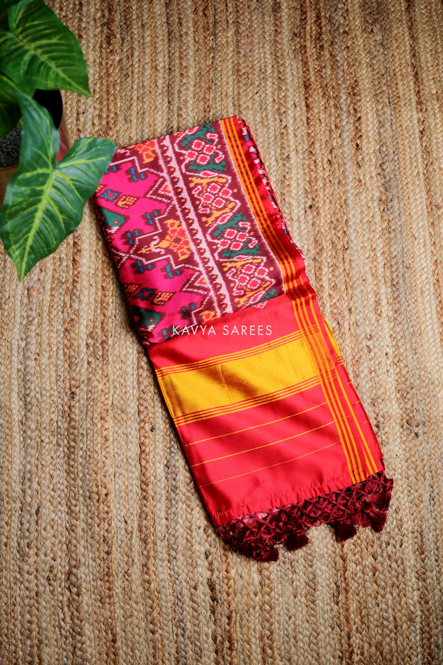 Rani Pink Heritage Patola Silk Saree with Classic Ikat Design