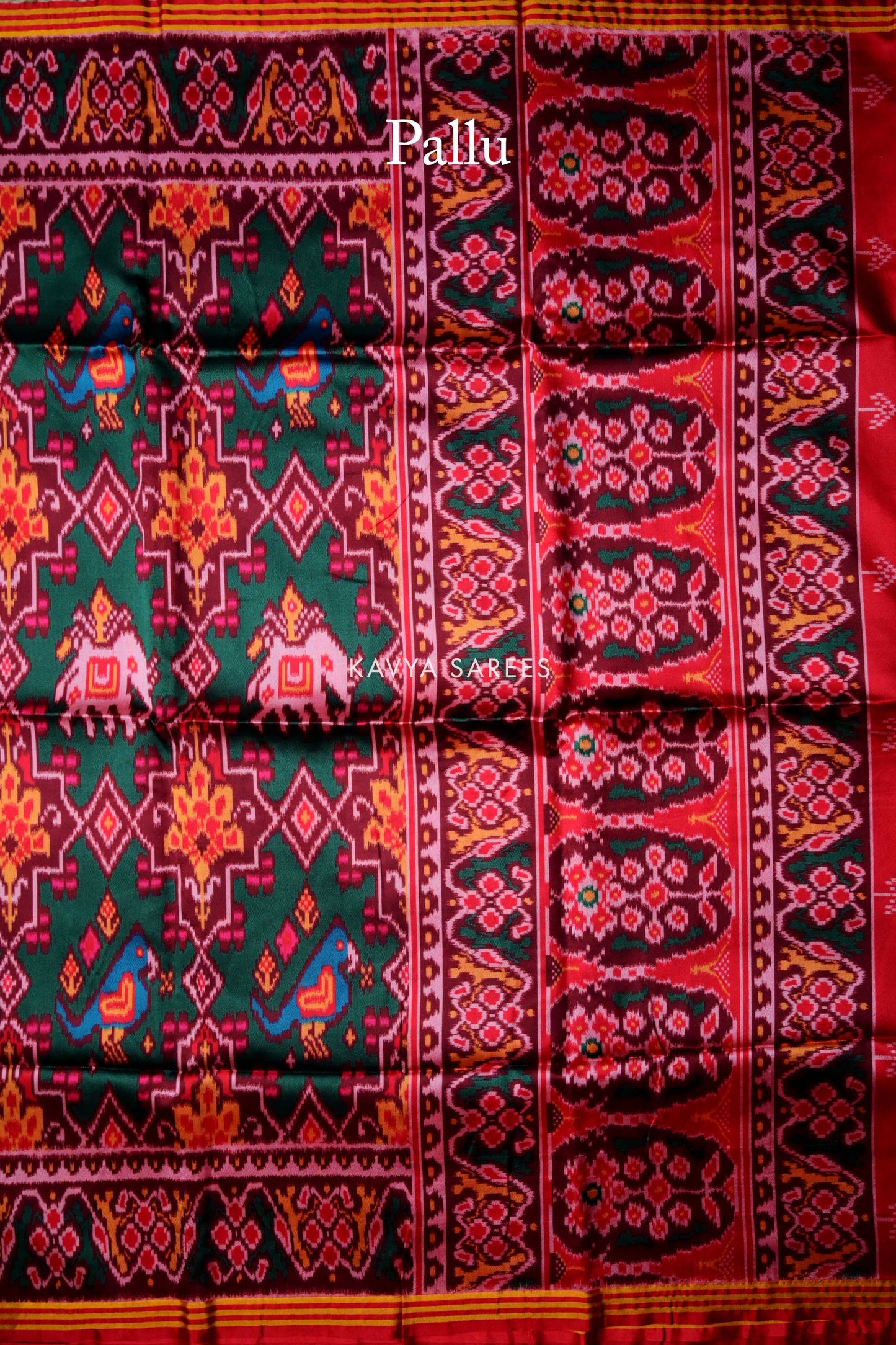 Emerald Green Traditional Patola Silk Saree with Artistic Motifs