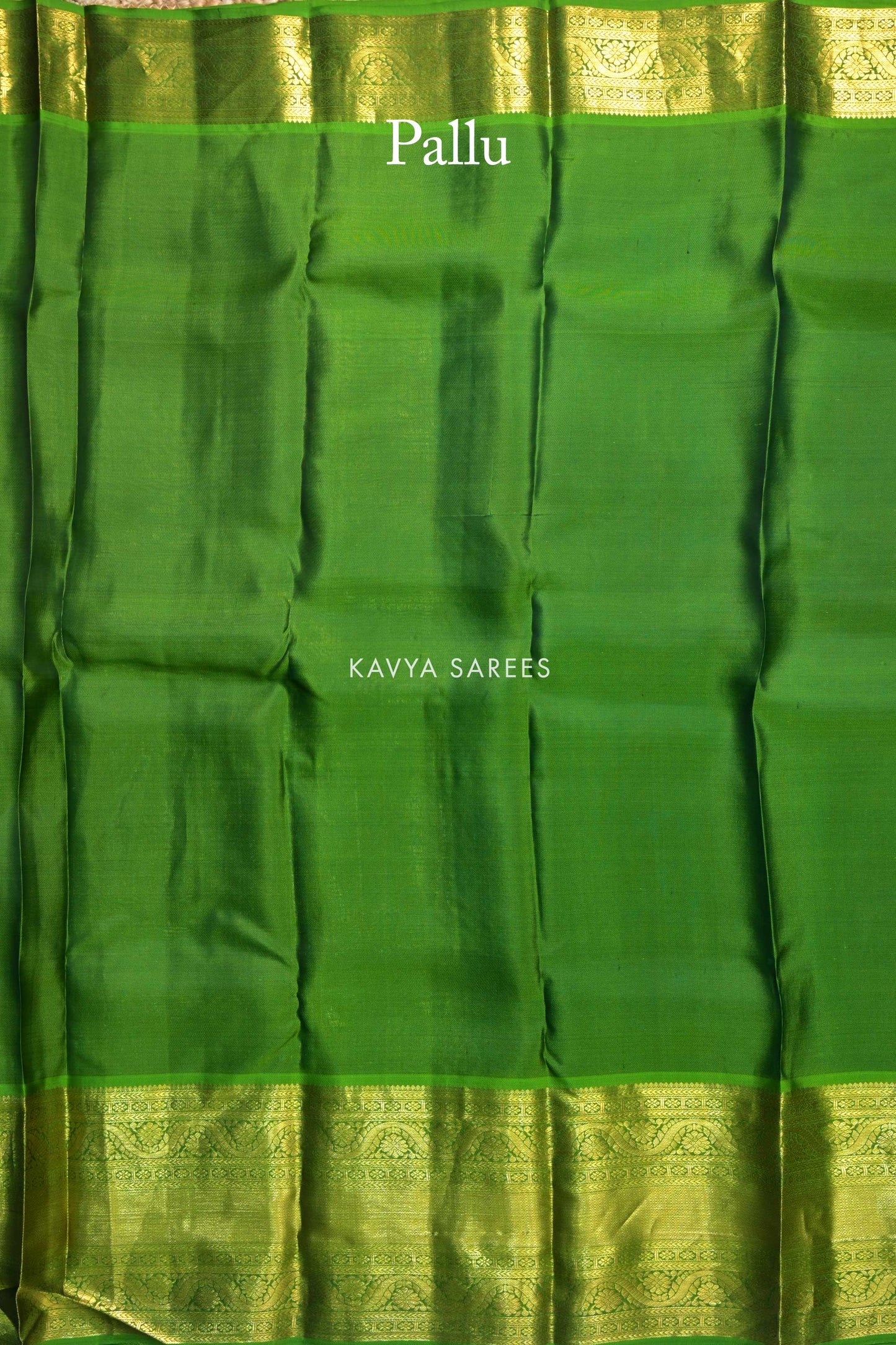 Peacock Blue & Olive Green Kanchi Pattu Silk Saree with Temple Zari Border