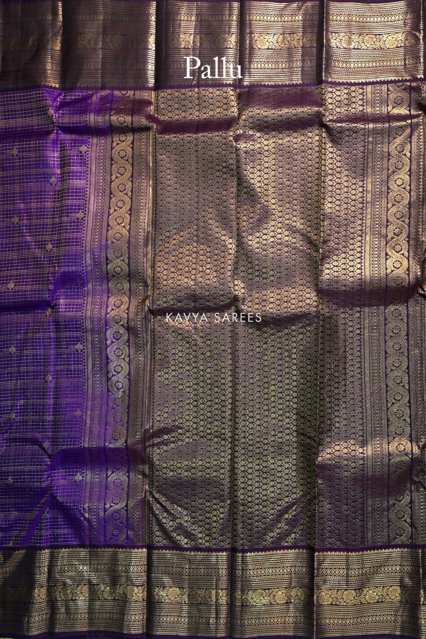 Royal Purple Kanchi Pattu Silk Saree with Black Rich Zari Border