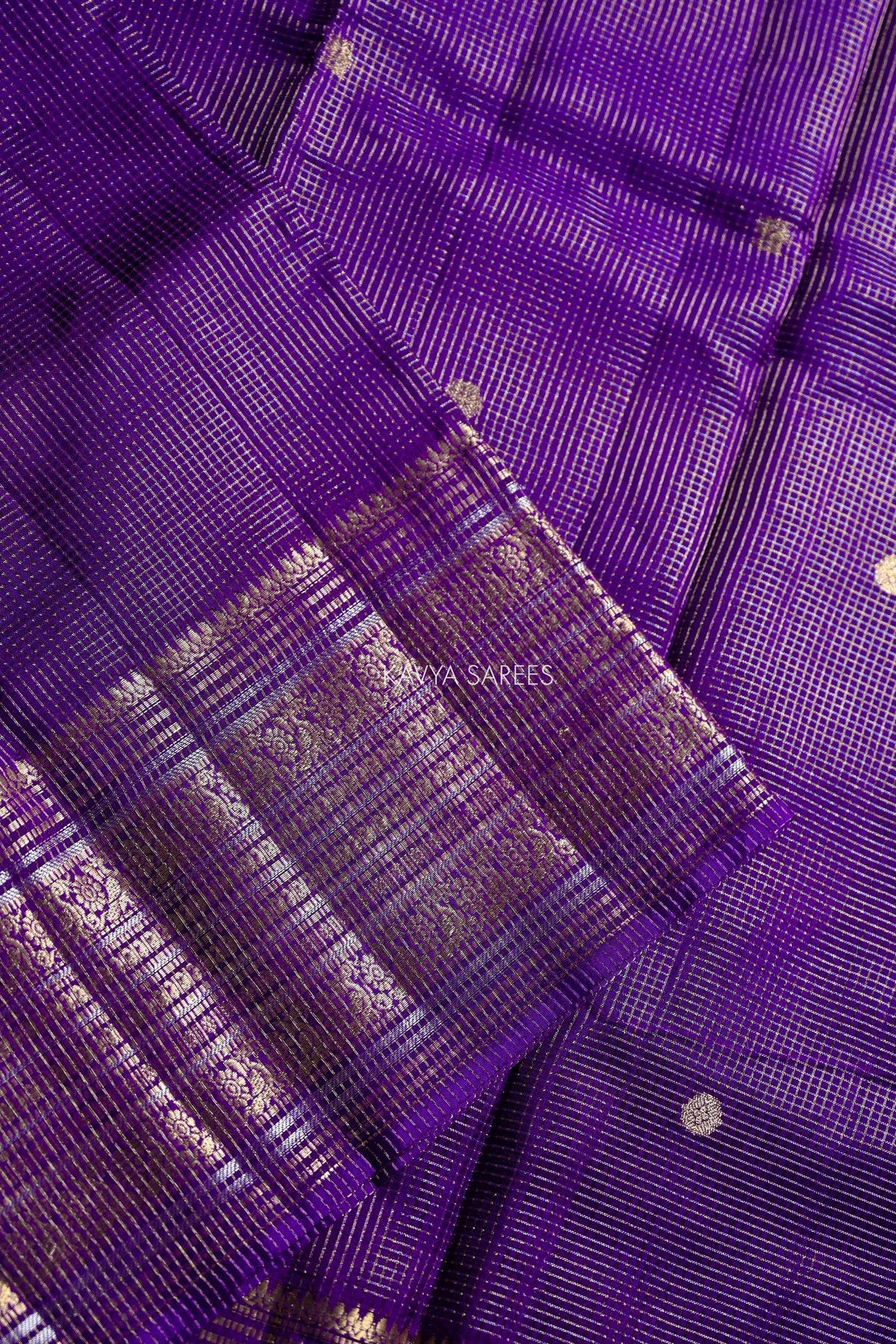 Rich Purple Fancy Vintage Saree with Golden Zari Border & Butti