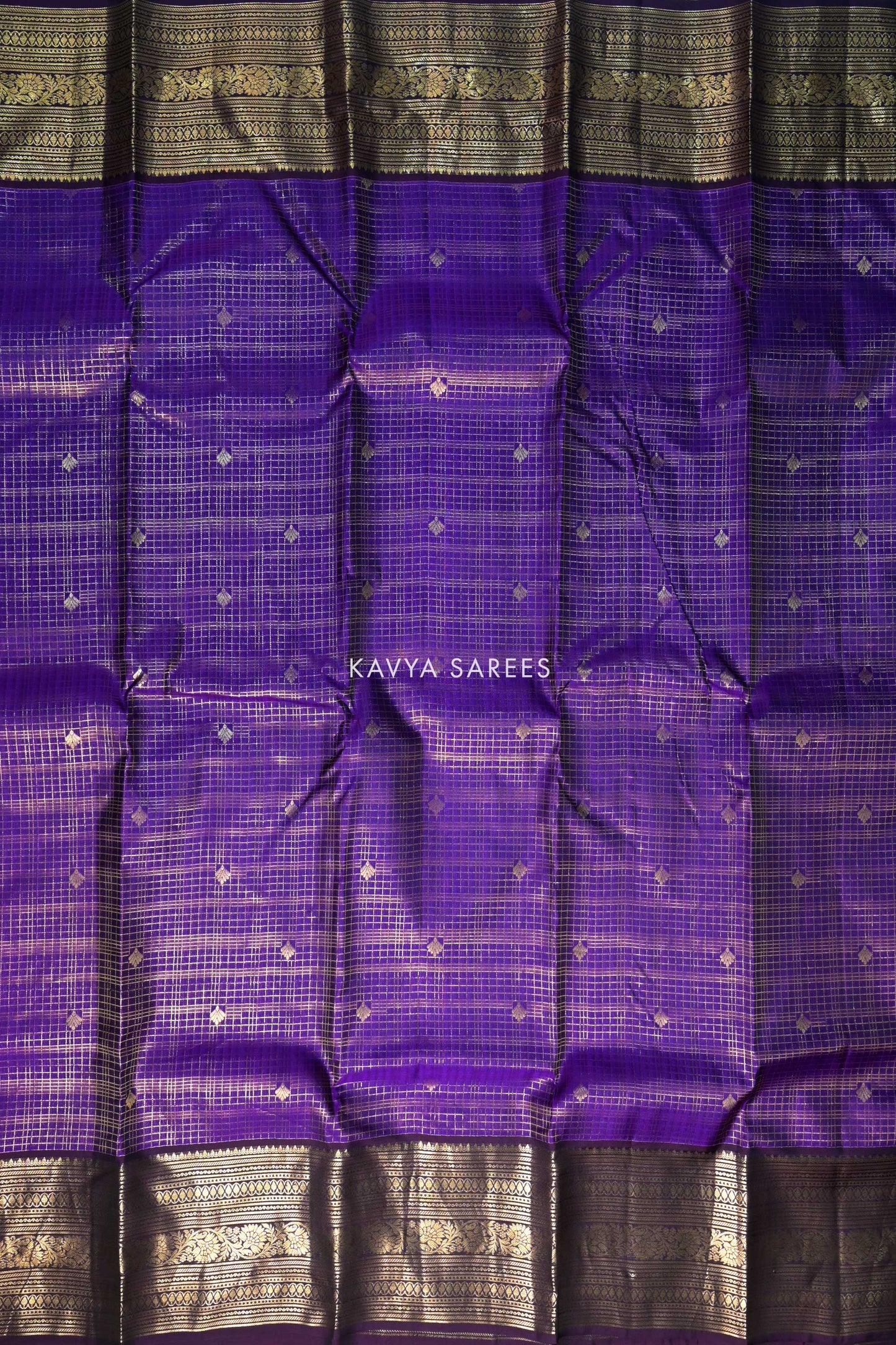 Royal Purple Kanchi Pattu Silk Saree with Black Rich Zari Border
