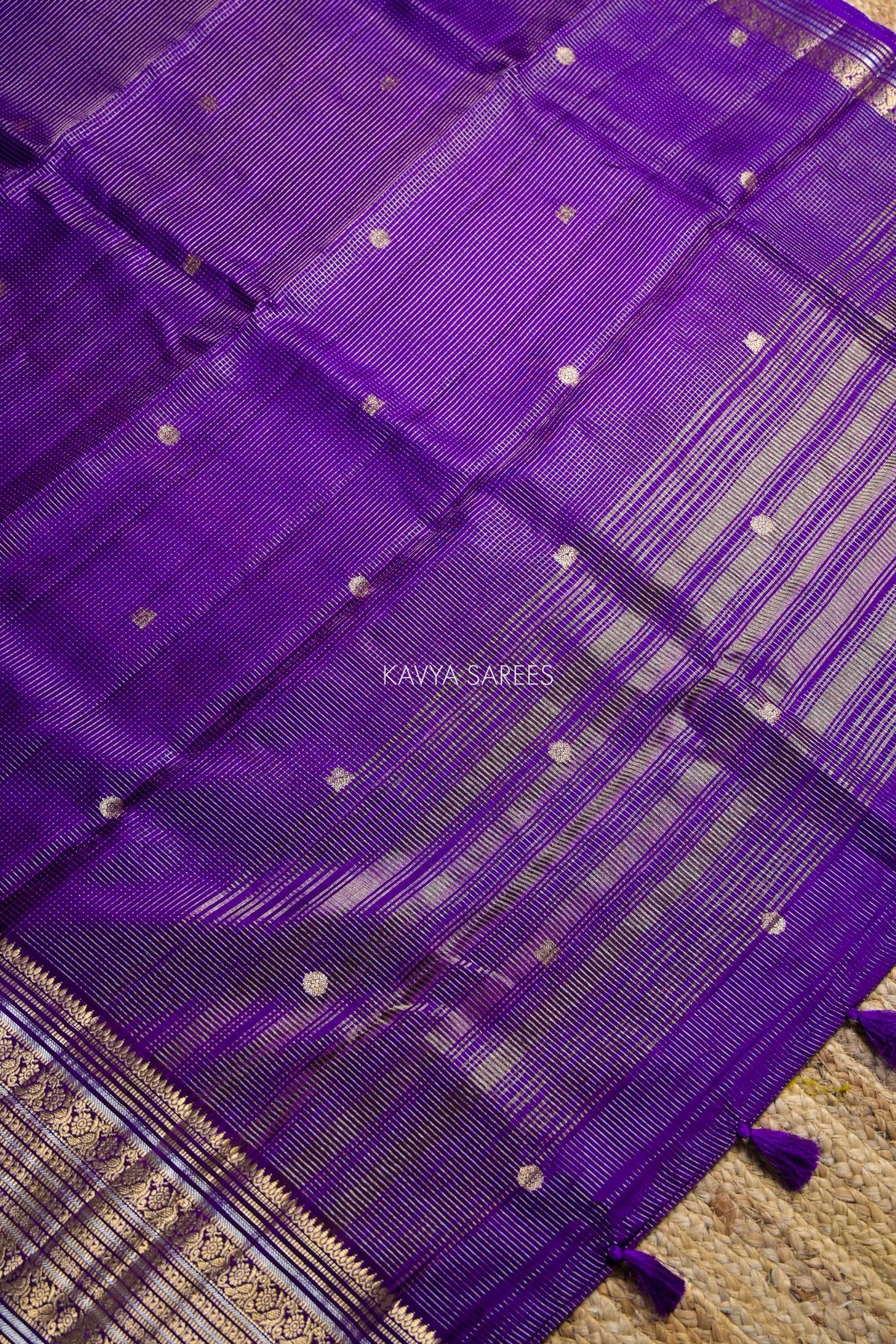 Rich Purple Fancy Vintage Saree with Golden Zari Border & Butti