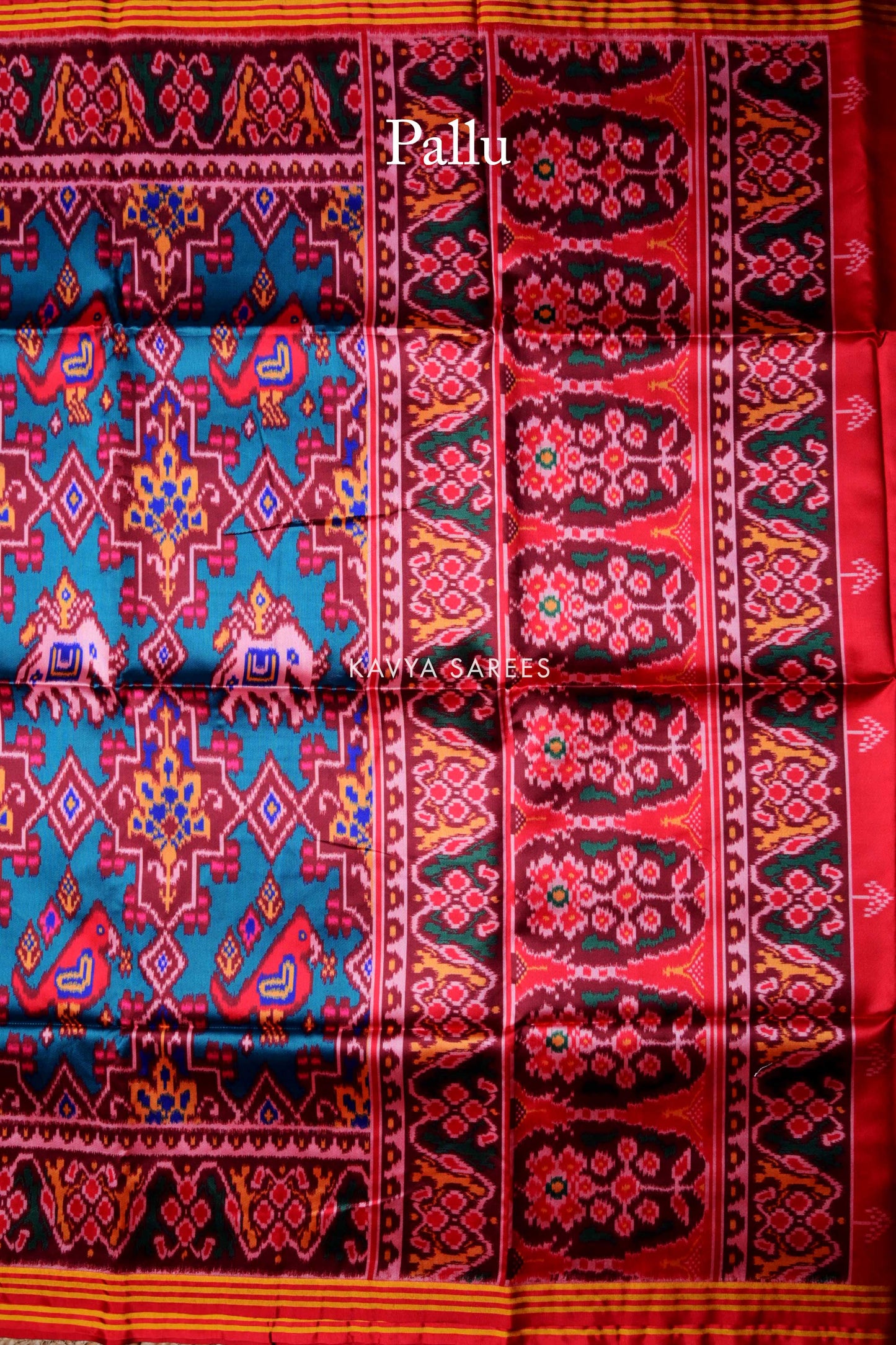 Sky Blue Patola Silk Saree with Elephant Motif Pattern
