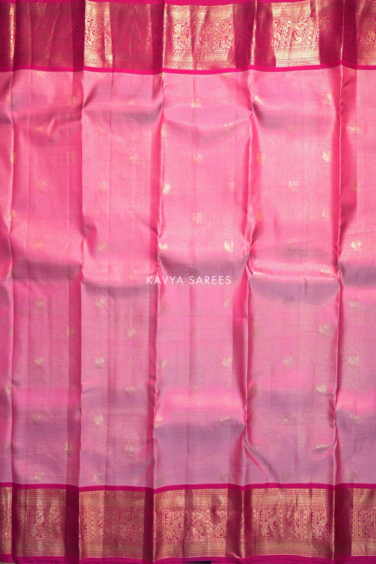 Baby Pink Kanchi Pattu Silk Saree with Rani Pink Zari Border