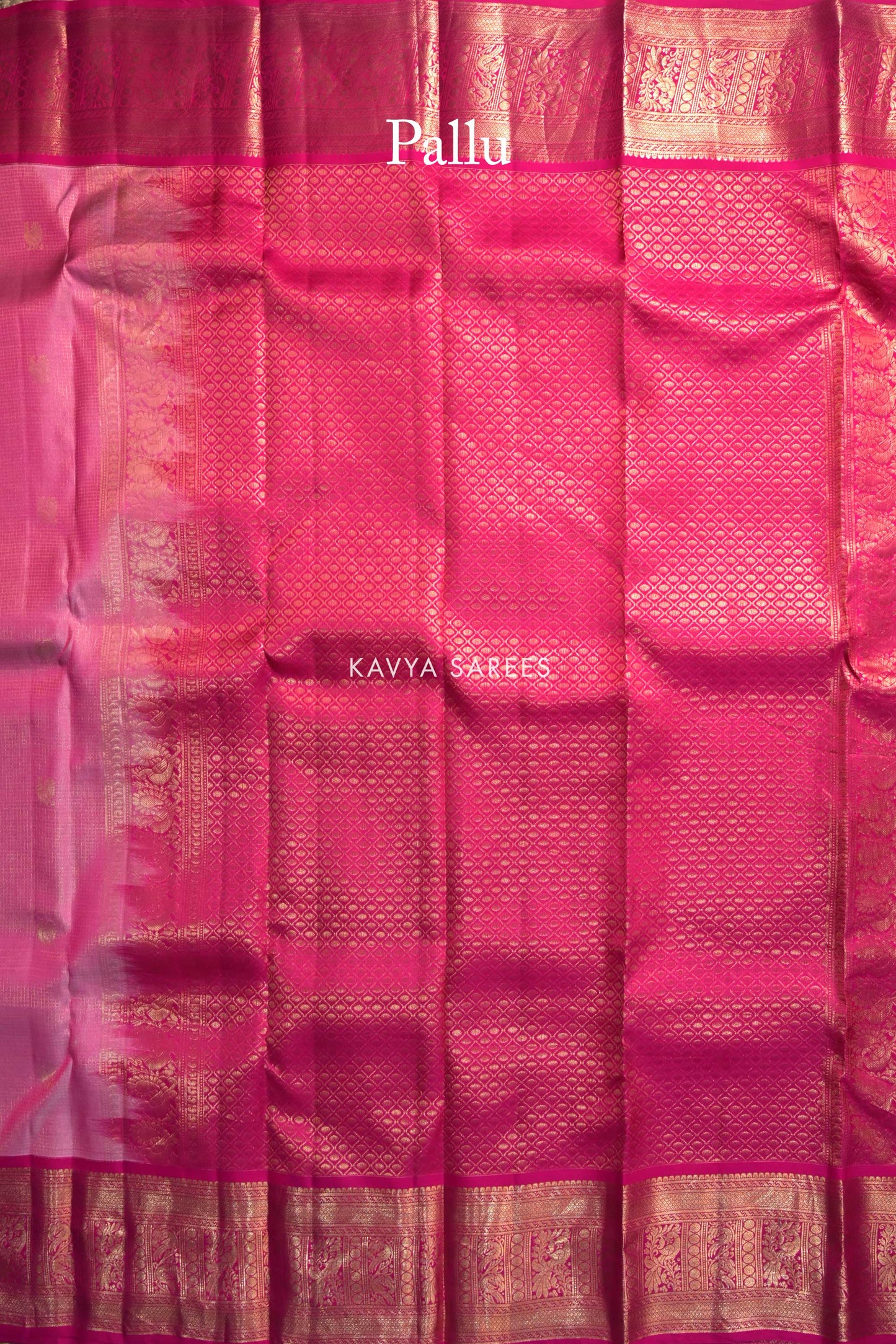 Baby Pink Kanchi Pattu Silk Saree with Rani Pink Zari Border