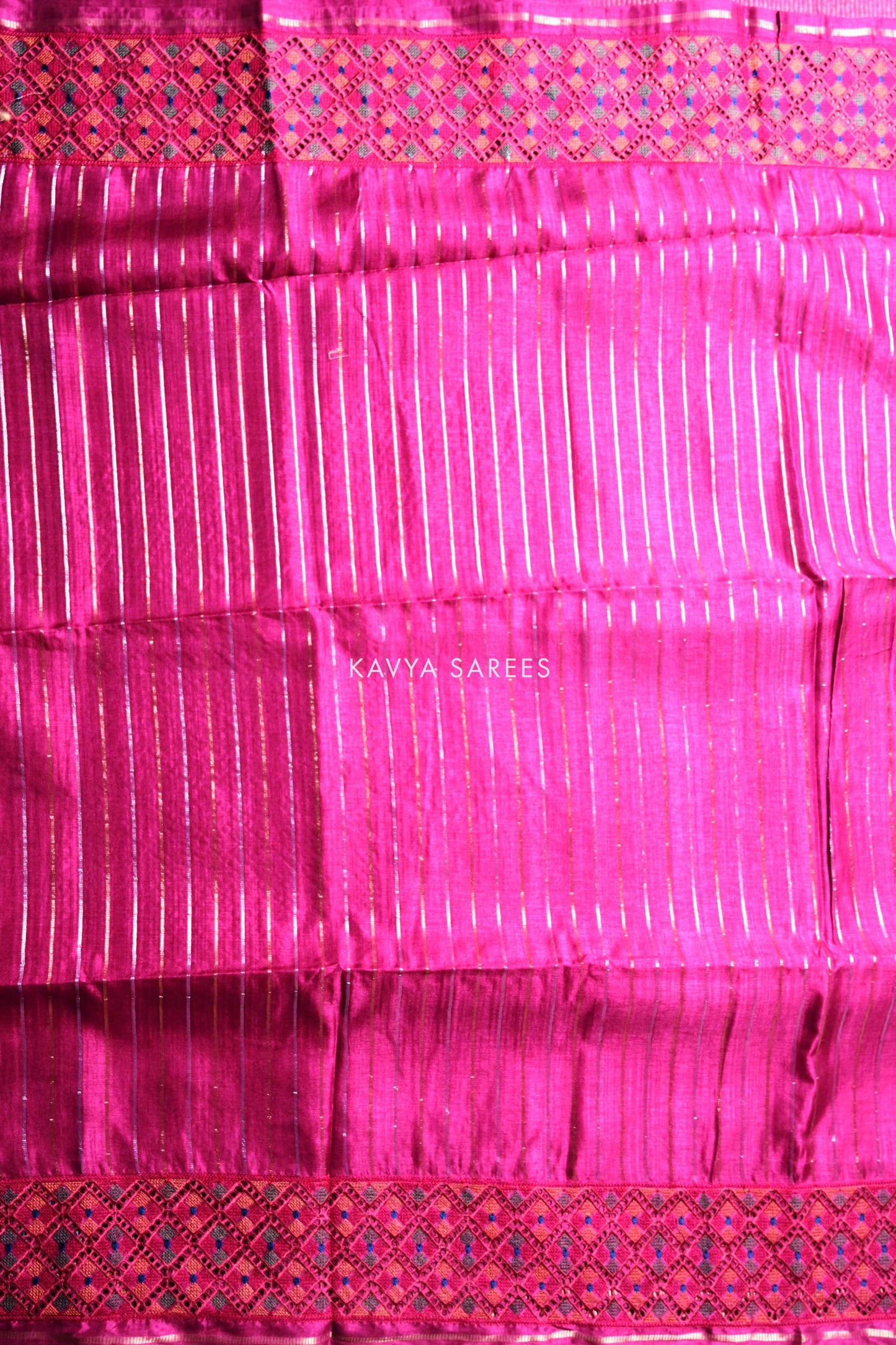 Rani Pink Tussar Silk Saree with Premium Handloom Designer Border