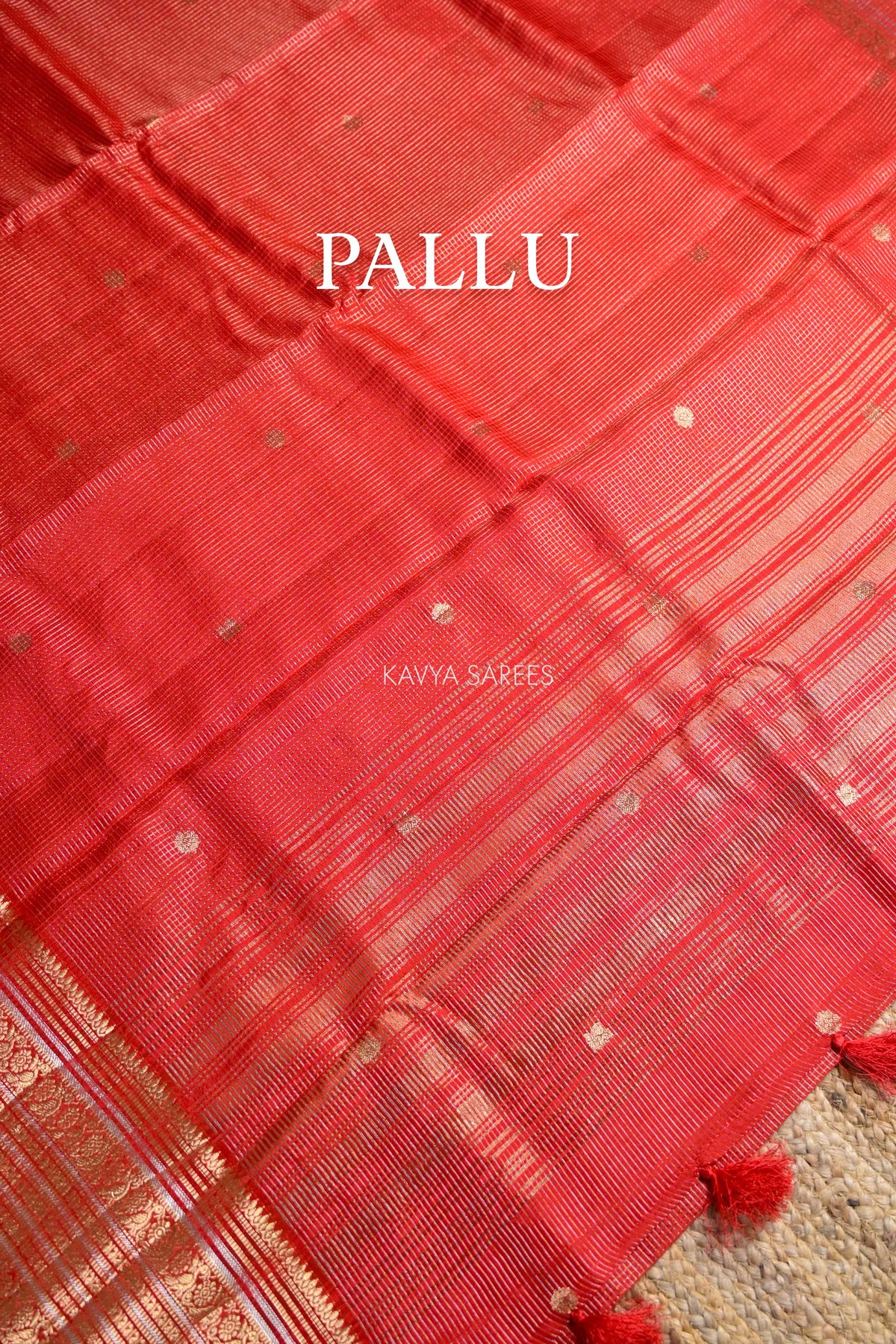 Classic Red Fancy Vintage Saree with Golden Zari Border & Butti