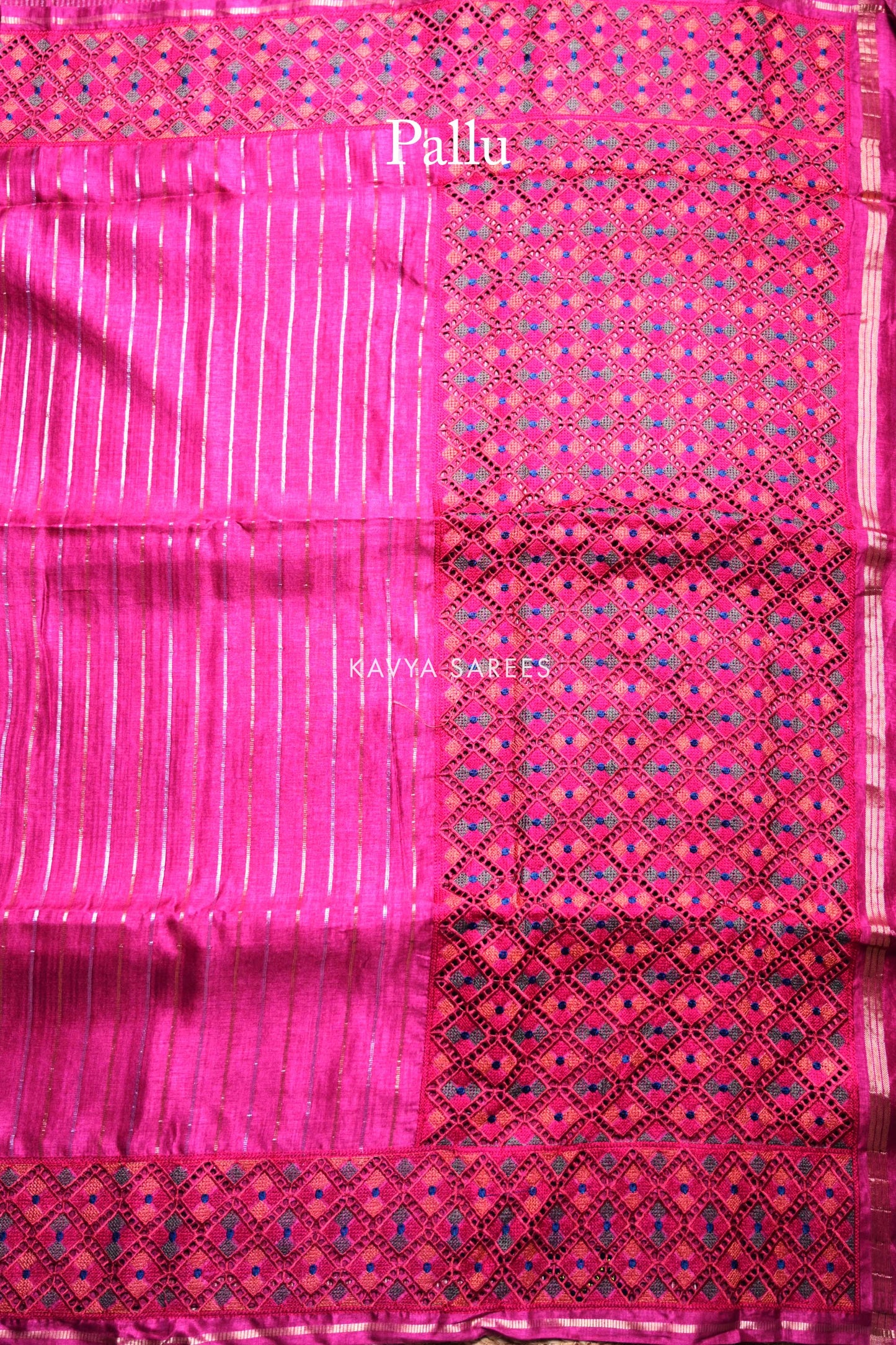 Rani Pink Tussar Silk Saree with Premium Handloom Designer Border