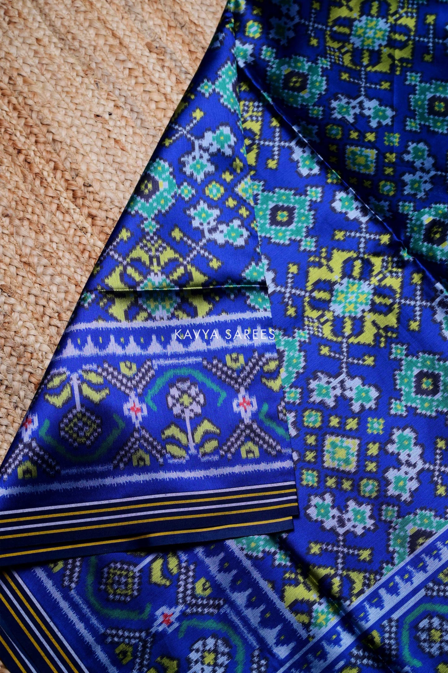Royal Blue Patola Silk Saree with Intricate Ikat Weaving