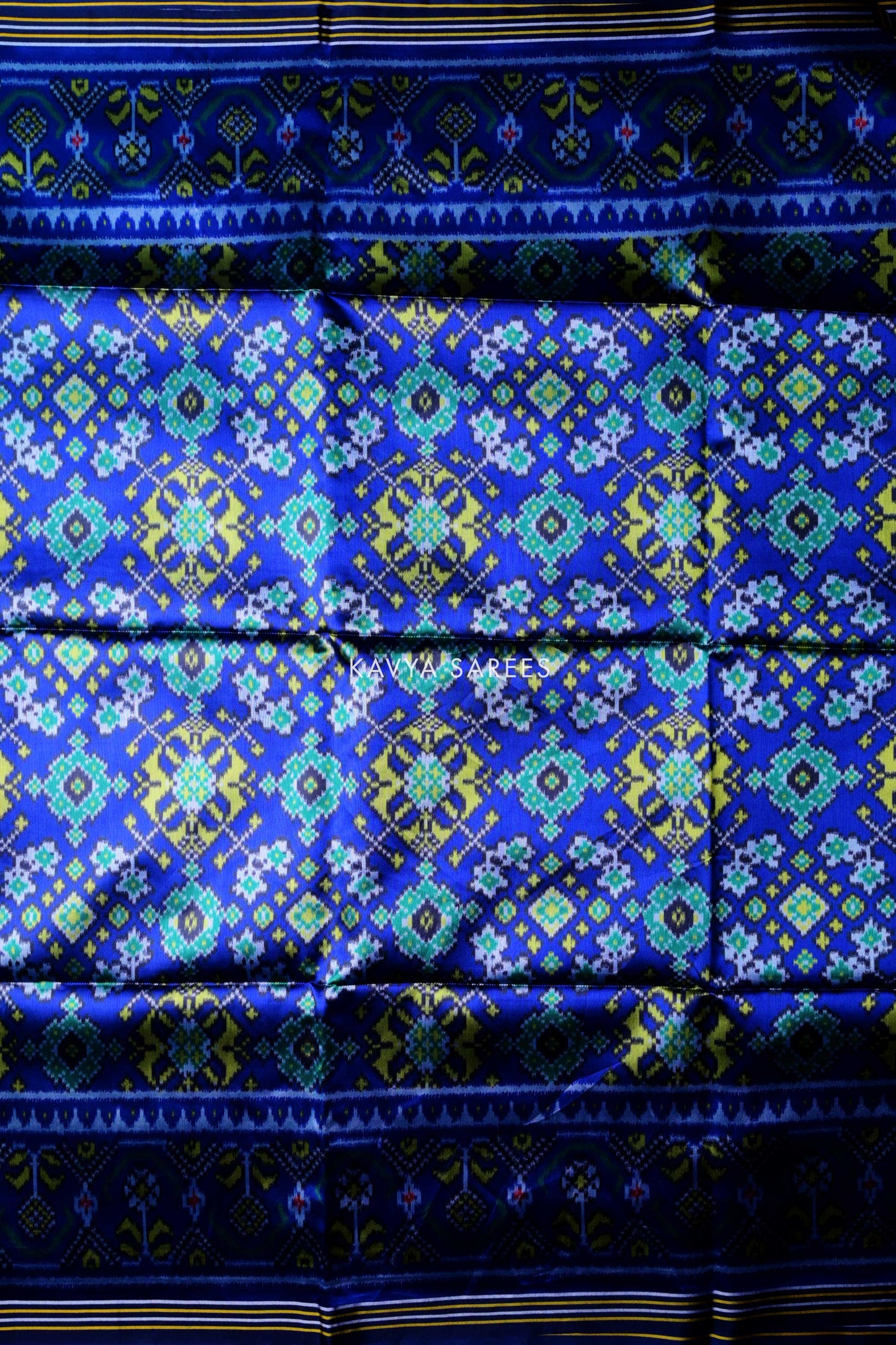 Royal Blue Patola Silk Saree with Intricate Ikat Weaving