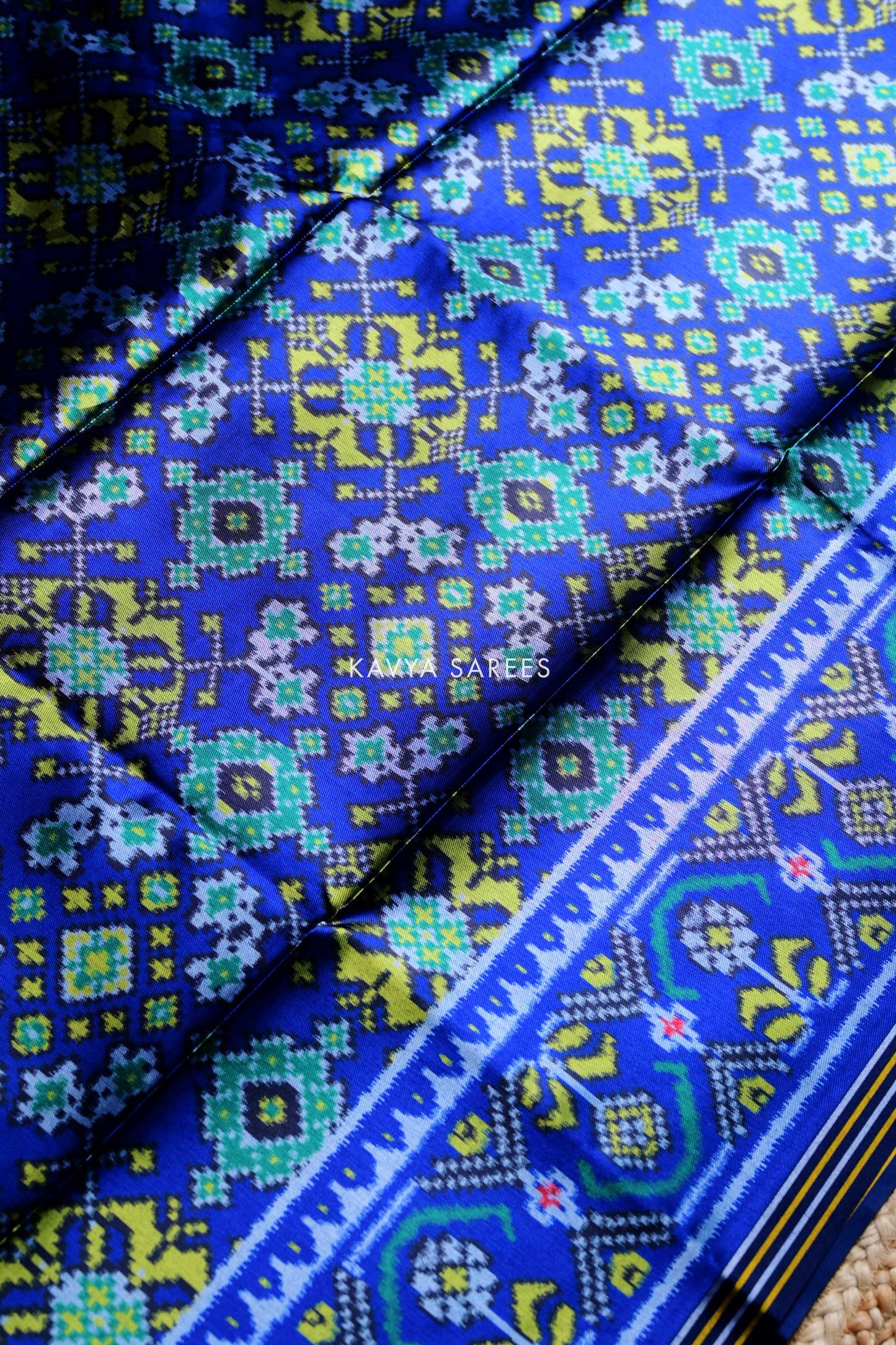 Royal Blue Patola Silk Saree with Intricate Ikat Weaving