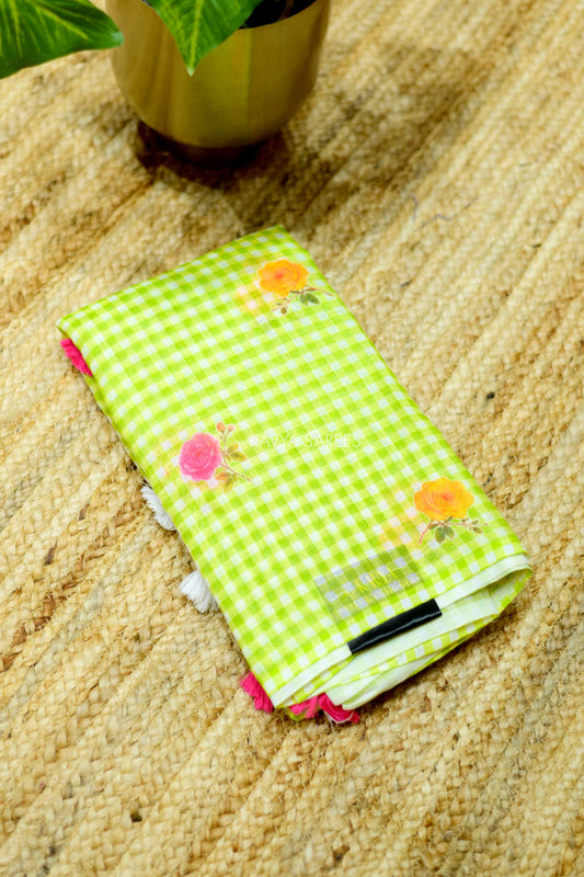 Lime Fresh Cotton Saree