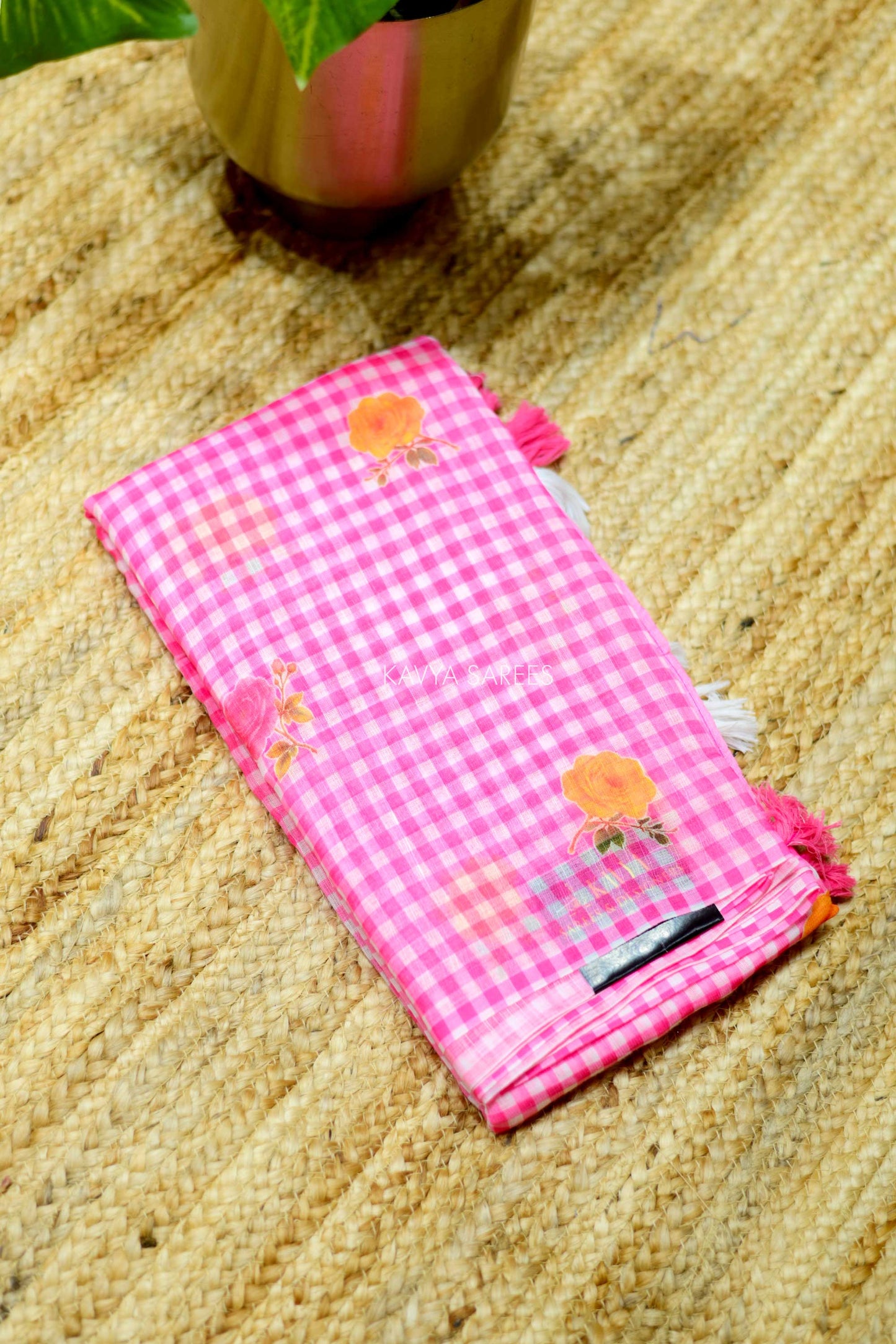 Candy Pink Cotton Saree