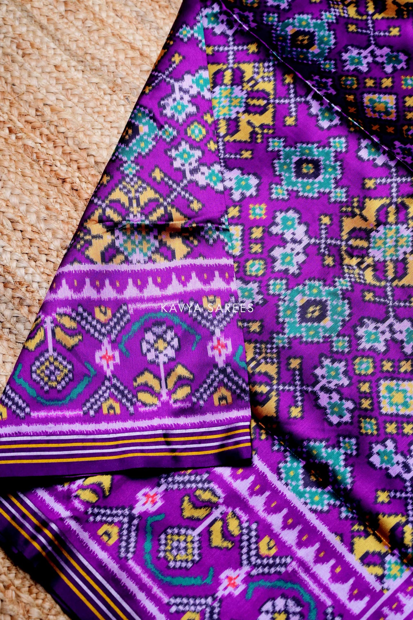 Purple Traditional Patola Silk Saree with Heritage Weave Pattern