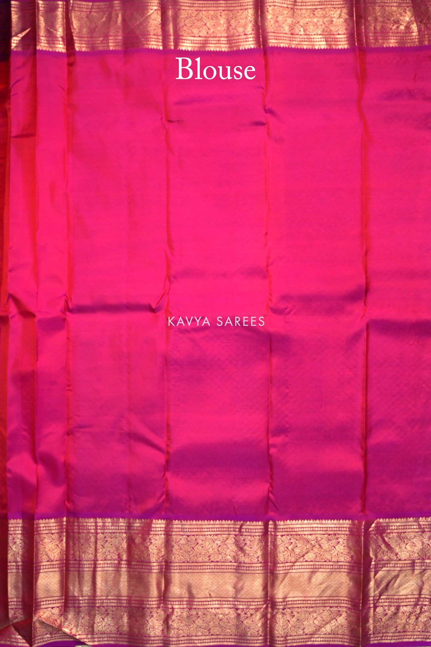 Orange & Magenta Kanchi Pattu Silk Saree with Traditional Zari Border