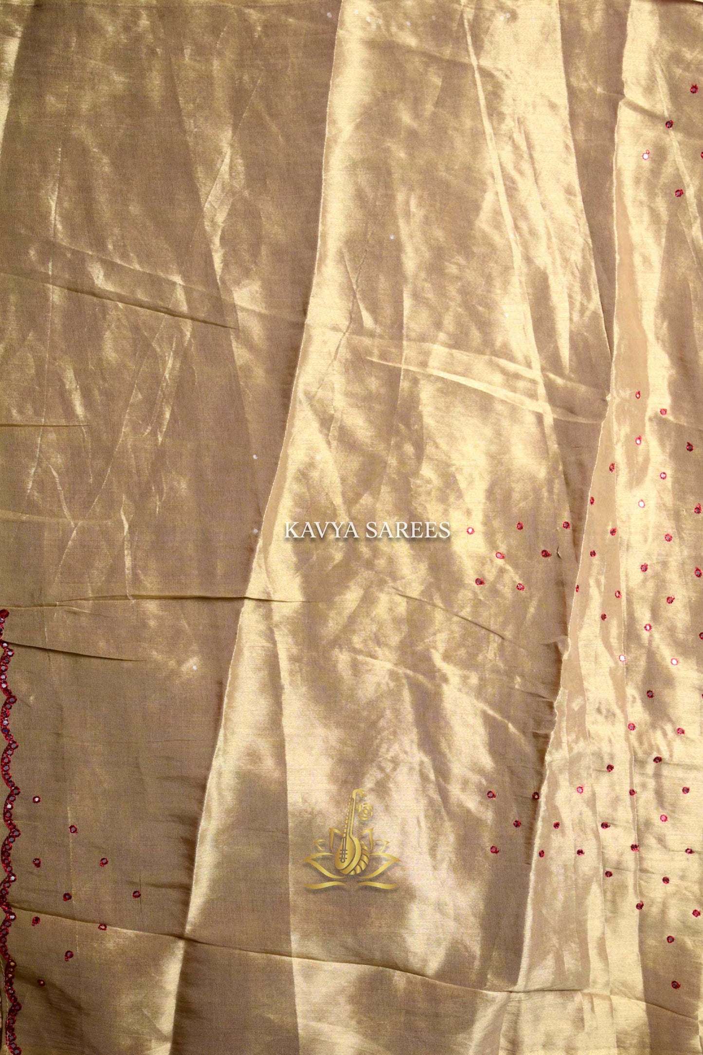Classic Red Bandhani Saree with Traditional Golden Check Pattern
