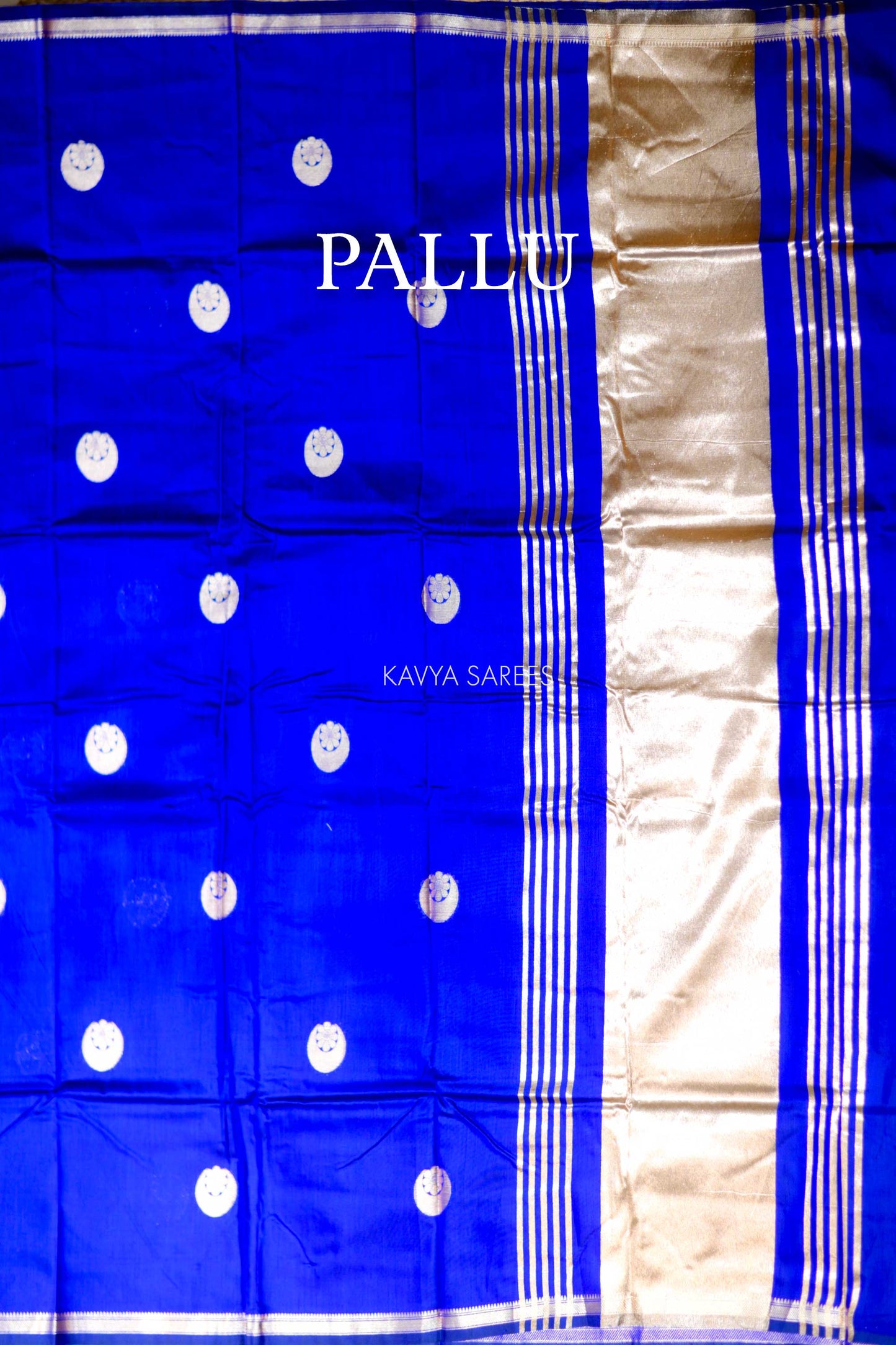 Premium royal blue Chanderi saree with shimmering silver motifs and timeless elegance