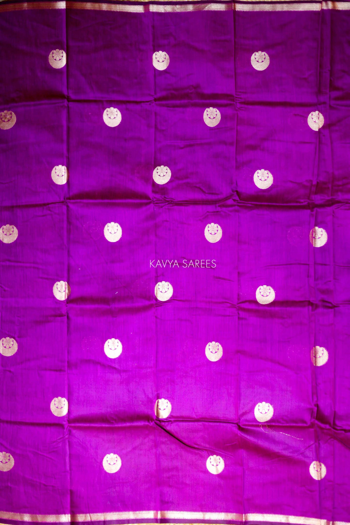 Vibrant magenta purple Chanderi saree crafted with delicate silver zari work