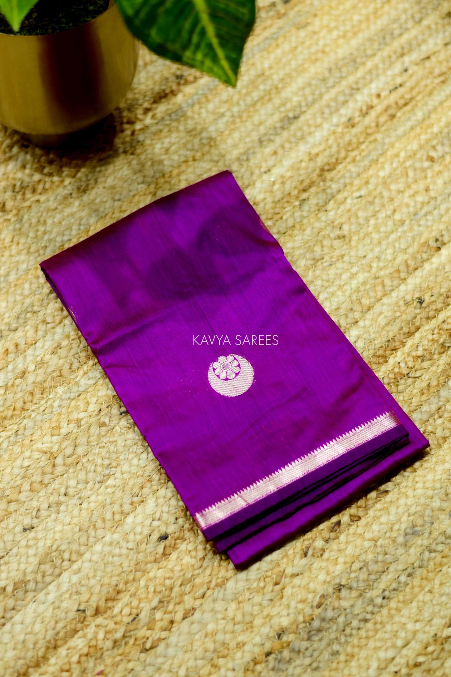 Vibrant magenta purple Chanderi saree crafted with delicate silver zari work