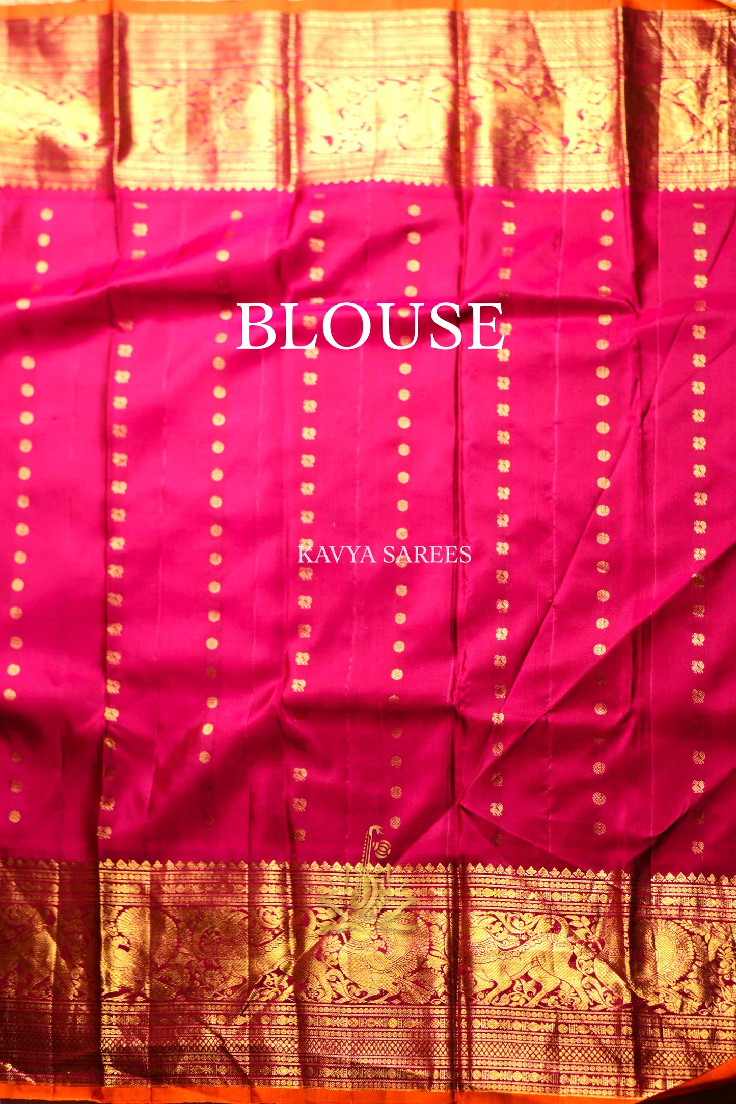 Gadwal Pattu Silk Saree in Baby Pink with Maroon & Antique Gold Zari Border