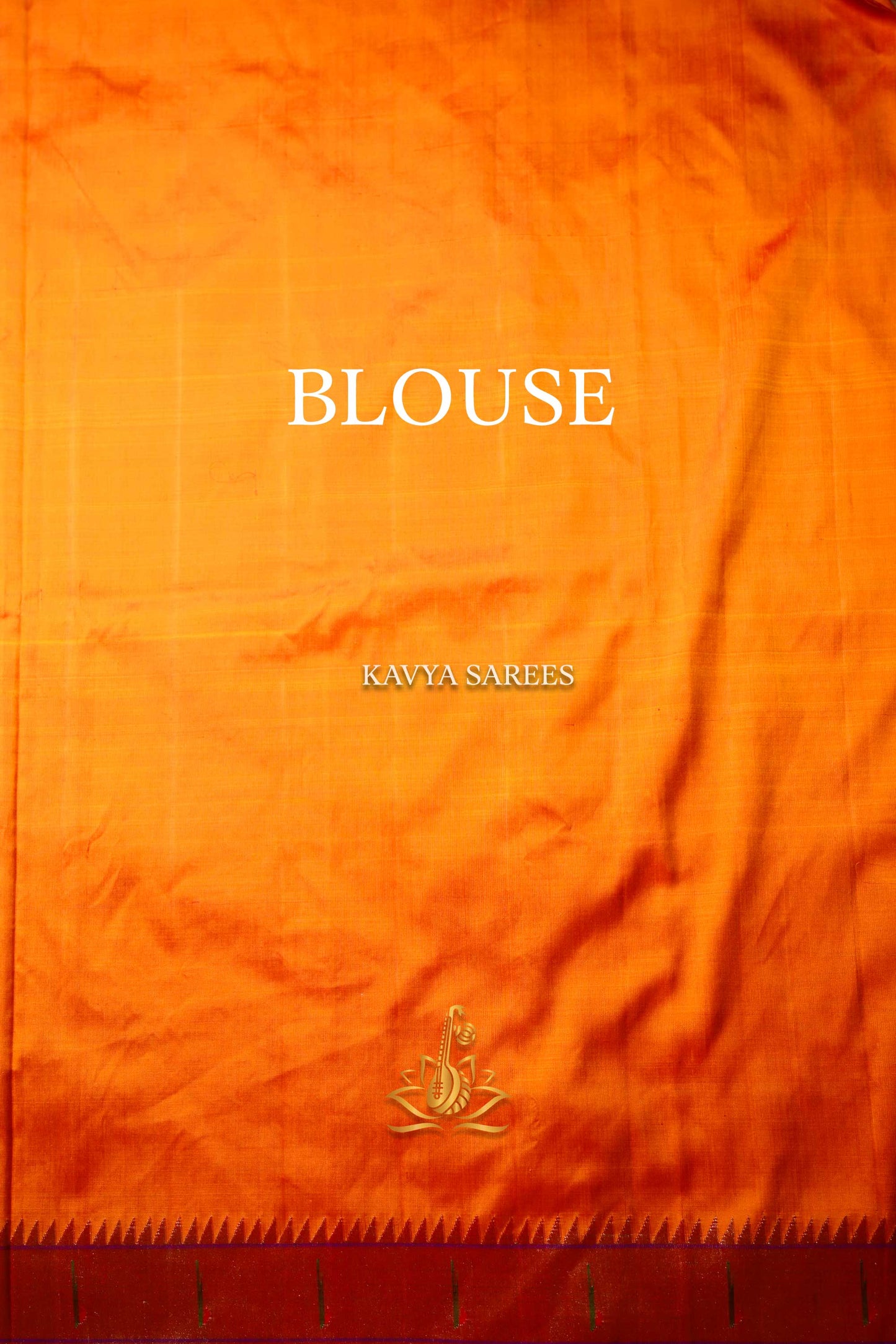 Pure Paithani Silk Saree – Mustard Orange with Multicolor Peacock Floral Pallu