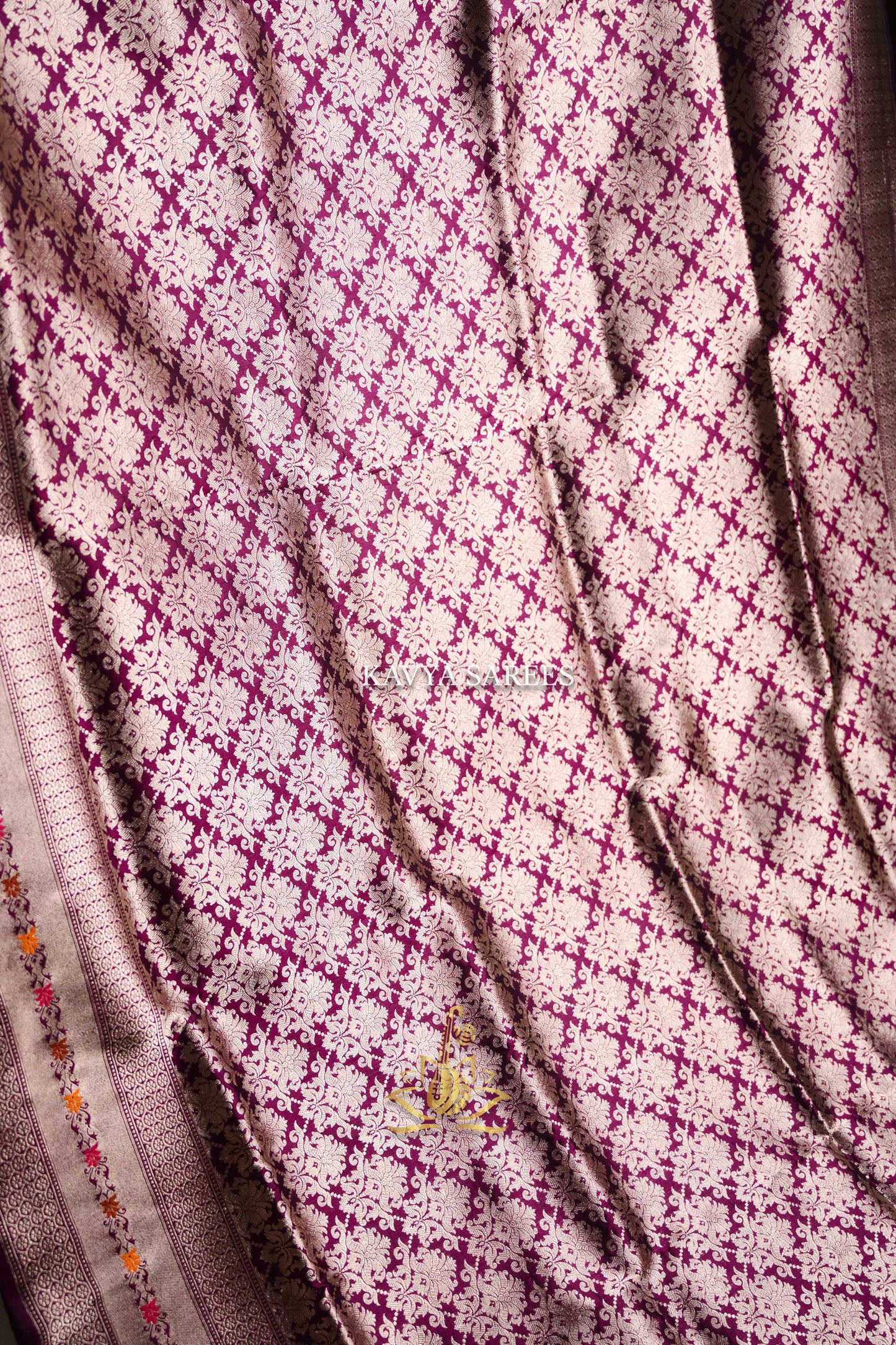 Banaras Pattu Silk Saree – Deep Wine & Silver Zari Elegance