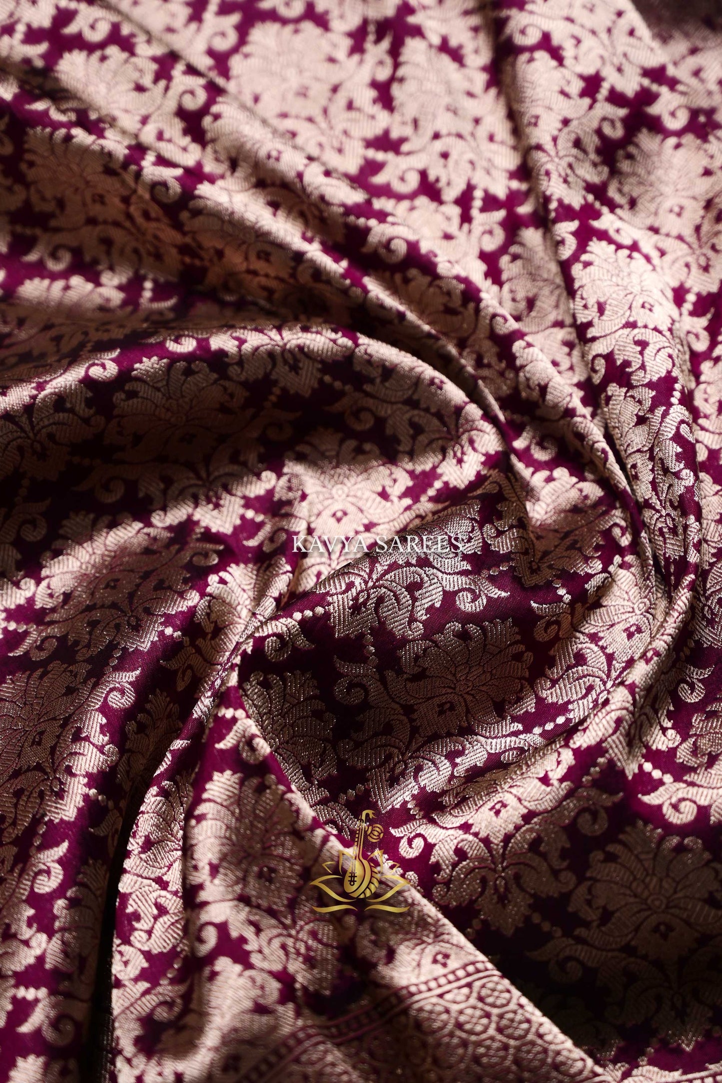 Banaras Pattu Silk Saree – Deep Wine & Silver Zari Elegance