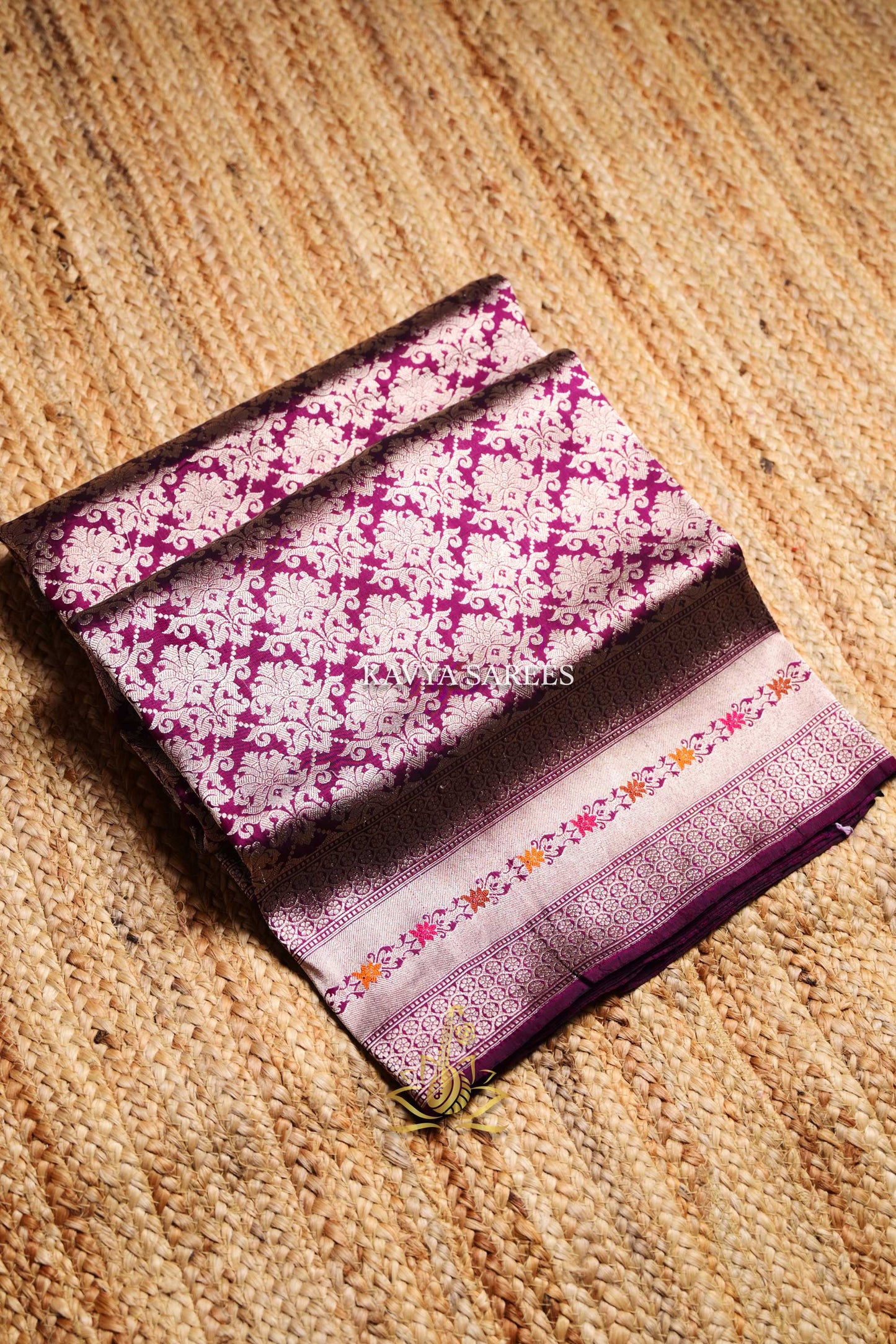 Banaras Pattu Silk Saree – Deep Wine & Silver Zari Elegance