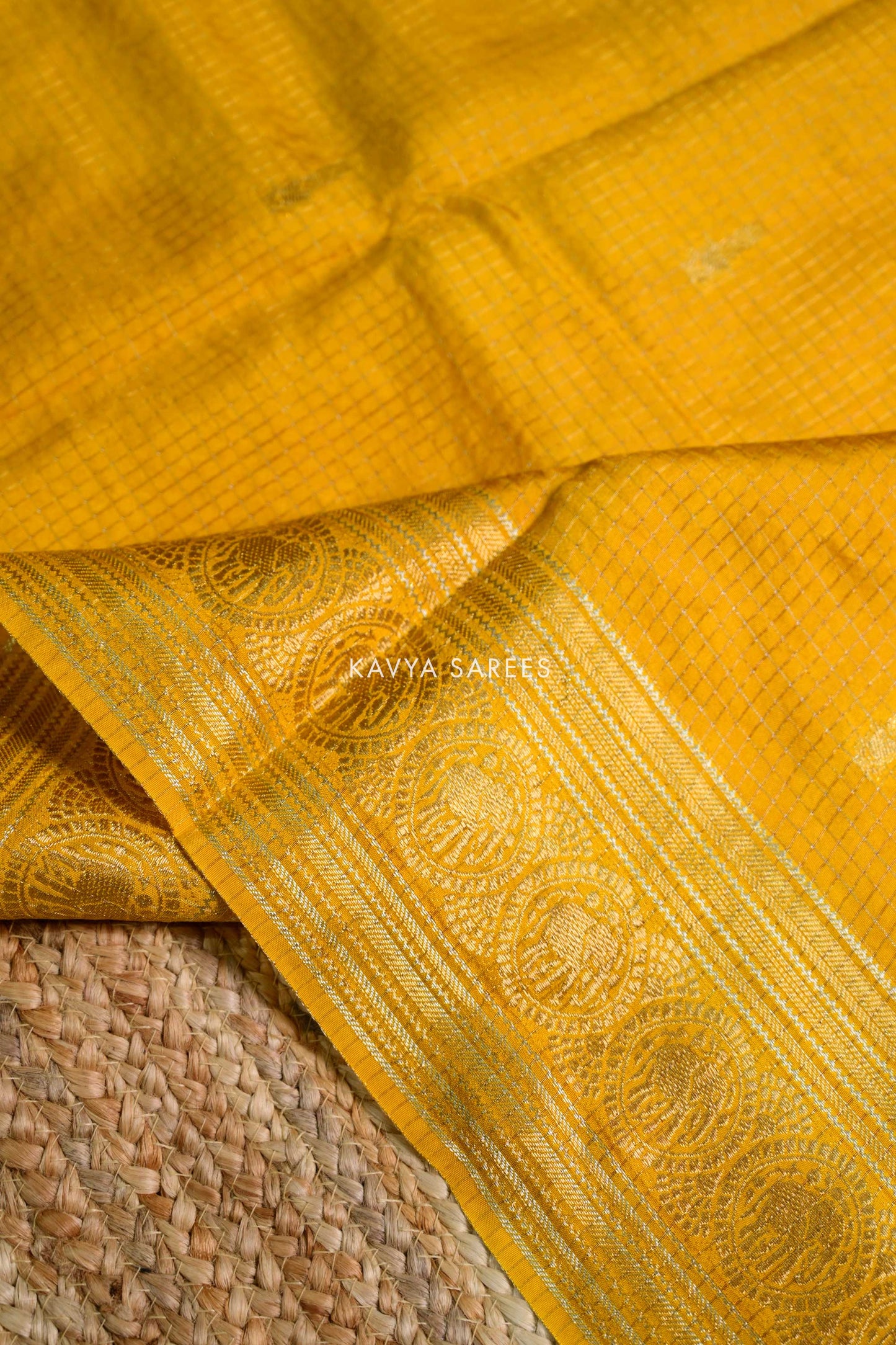 Vintage Mustard Gold Zari Fancy Saree