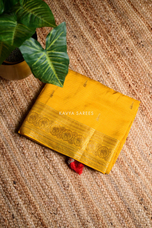 Vintage Mustard Gold Zari Fancy Saree