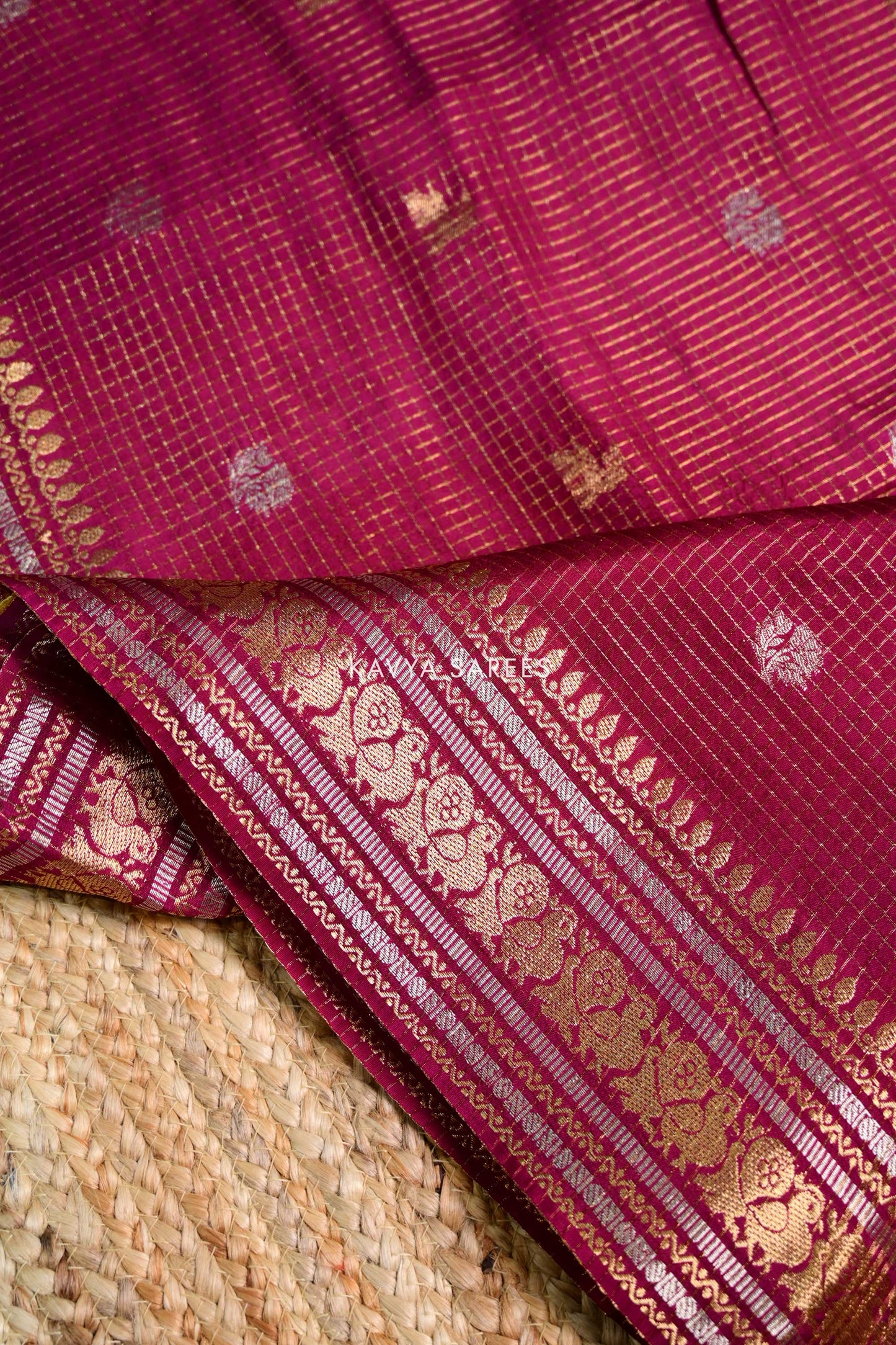 Heritage Magenta Zari Weave Fancy Saree