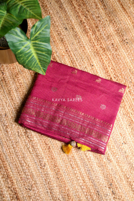 Heritage Magenta Zari Weave Fancy Saree