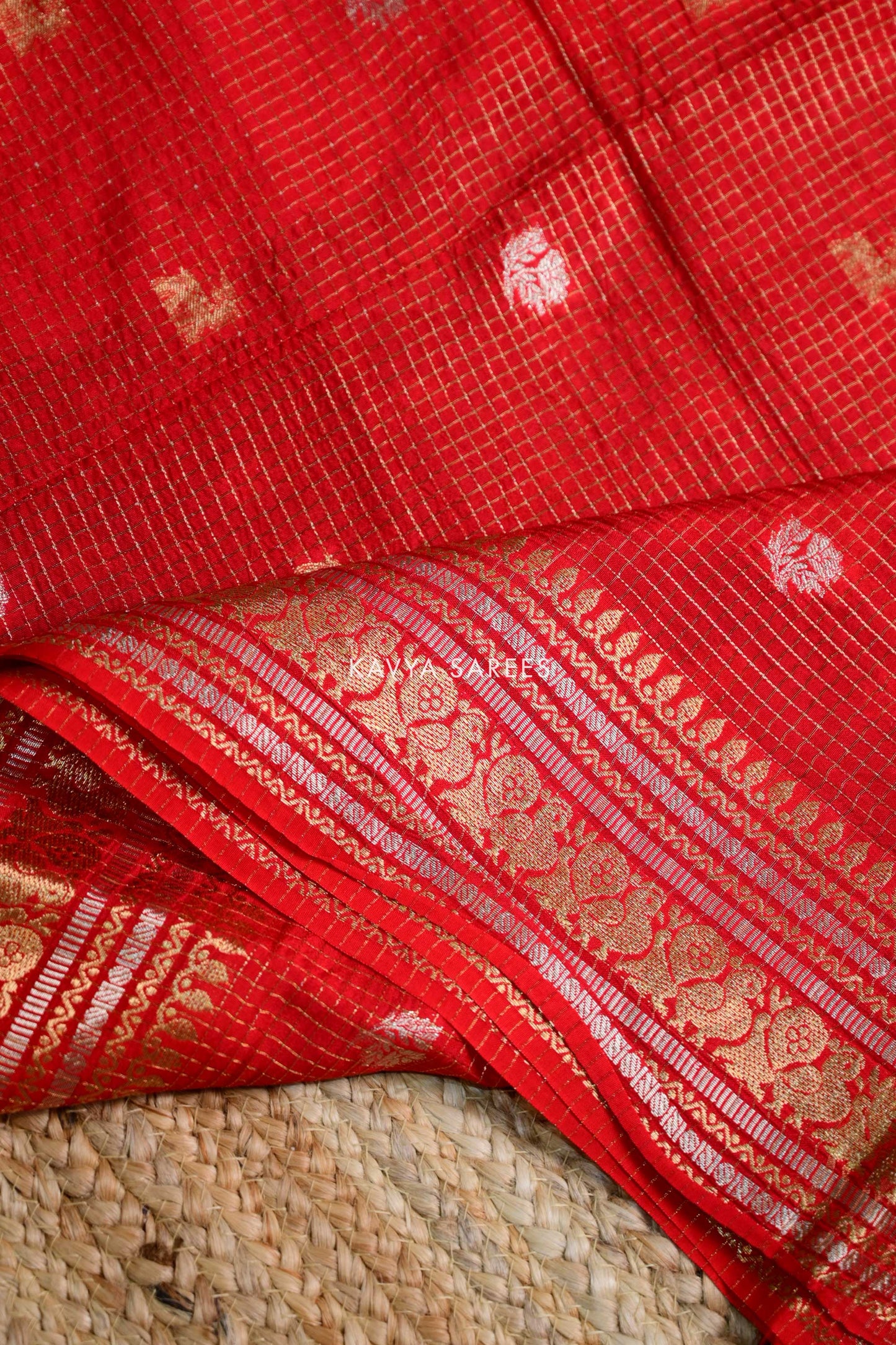 Timeless Red Zari Border Fancy Saree