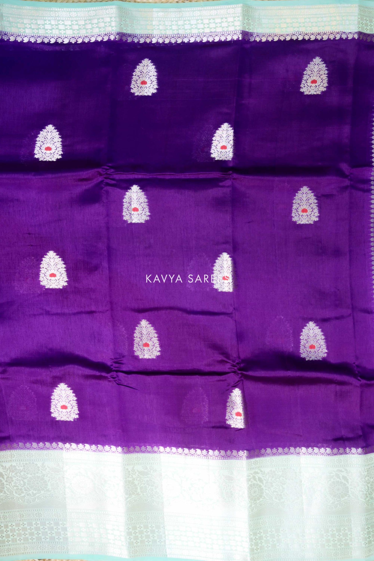 Royal Purple & Mint Green Mango Silk Saree