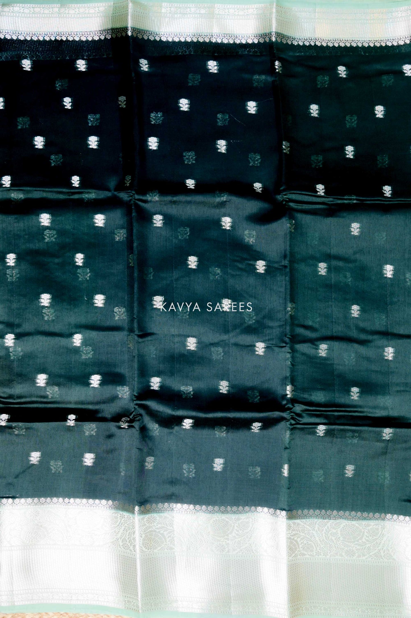 Classic Green & Silver Mint Mango Silk Saree