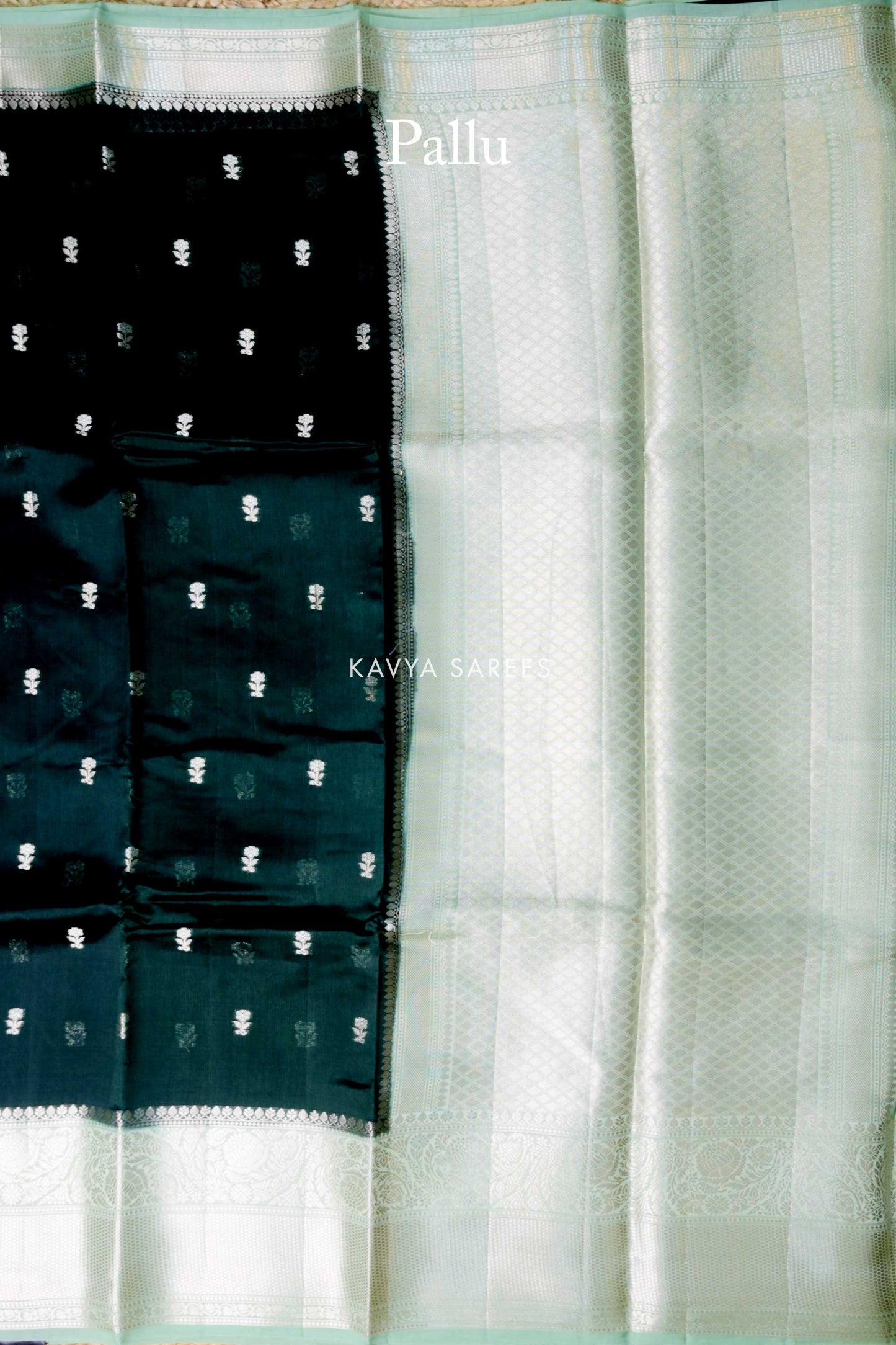 Classic Green & Silver Mint Mango Silk Saree