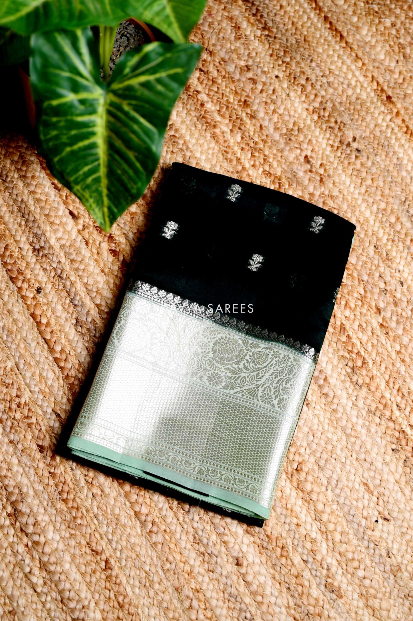 Classic Green & Silver Mint Mango Silk Saree